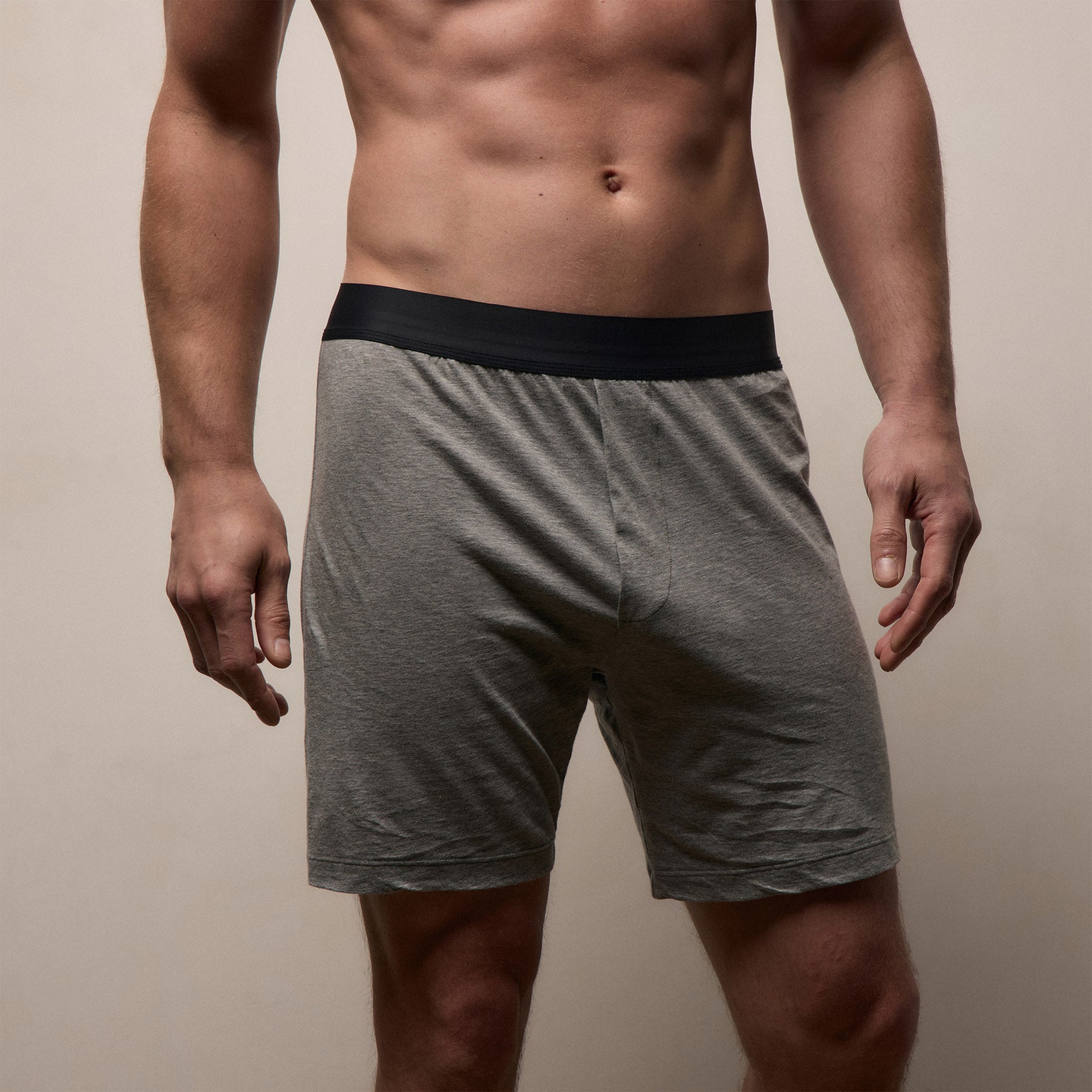 Luxe Lotus Relaxed Fit Boxer Short - Heather Grey
