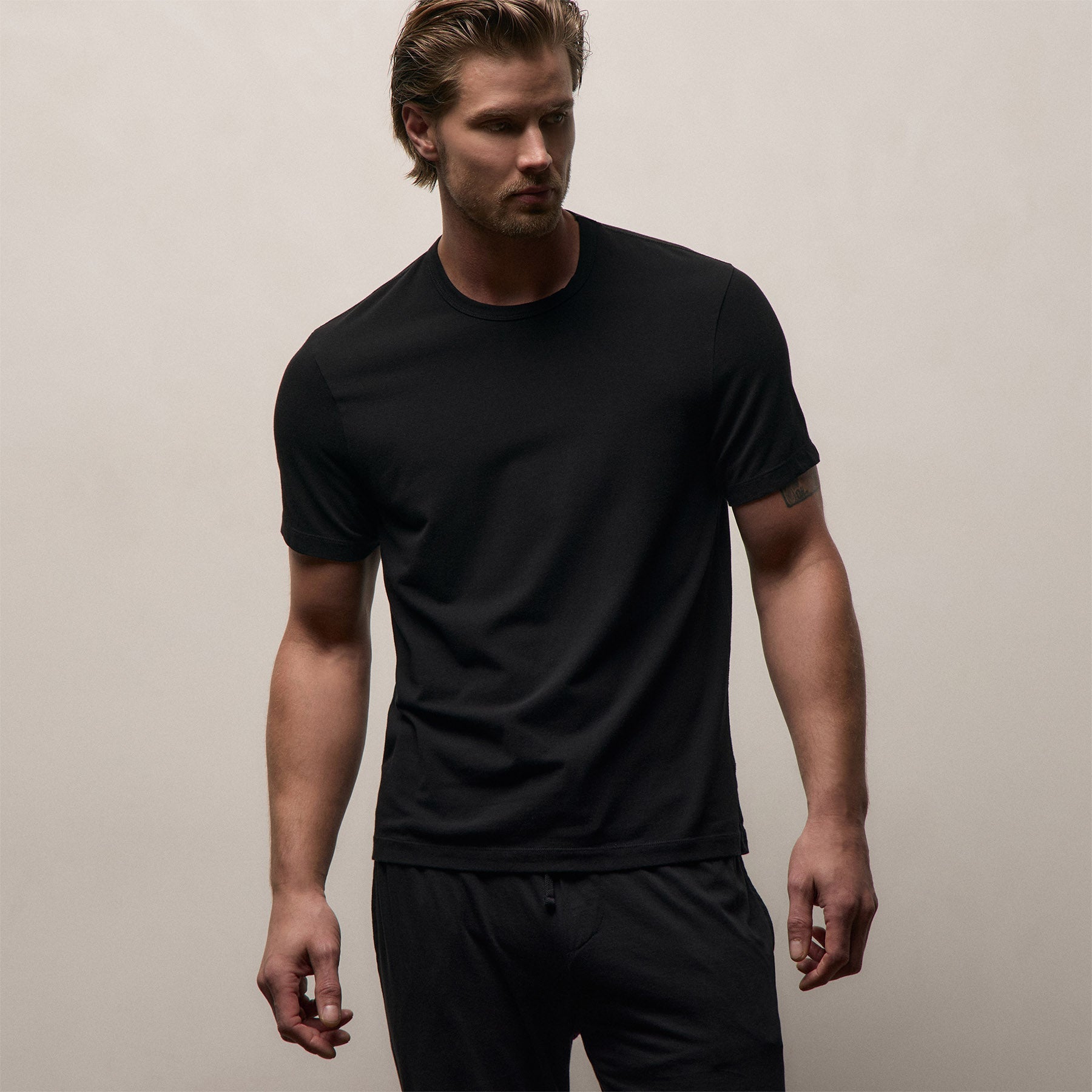 Elevated Lotus Jersey Lounge Tee - Black