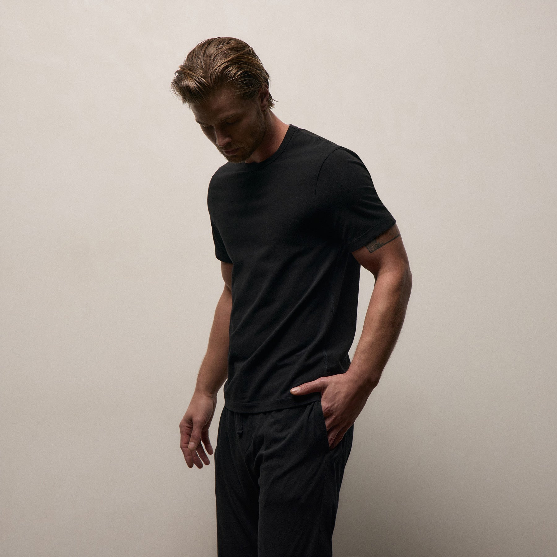 Elevated Lotus Jersey Lounge Tee - Black