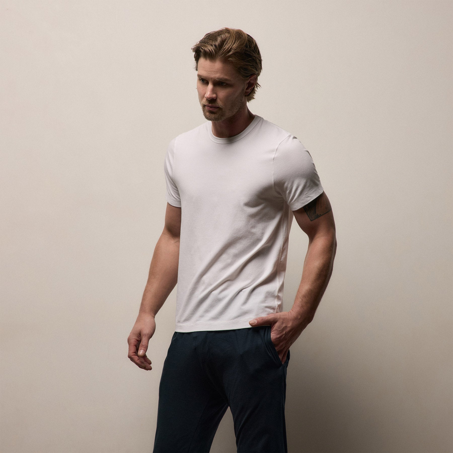 Elevated Lotus Jersey Lounge Tee - White