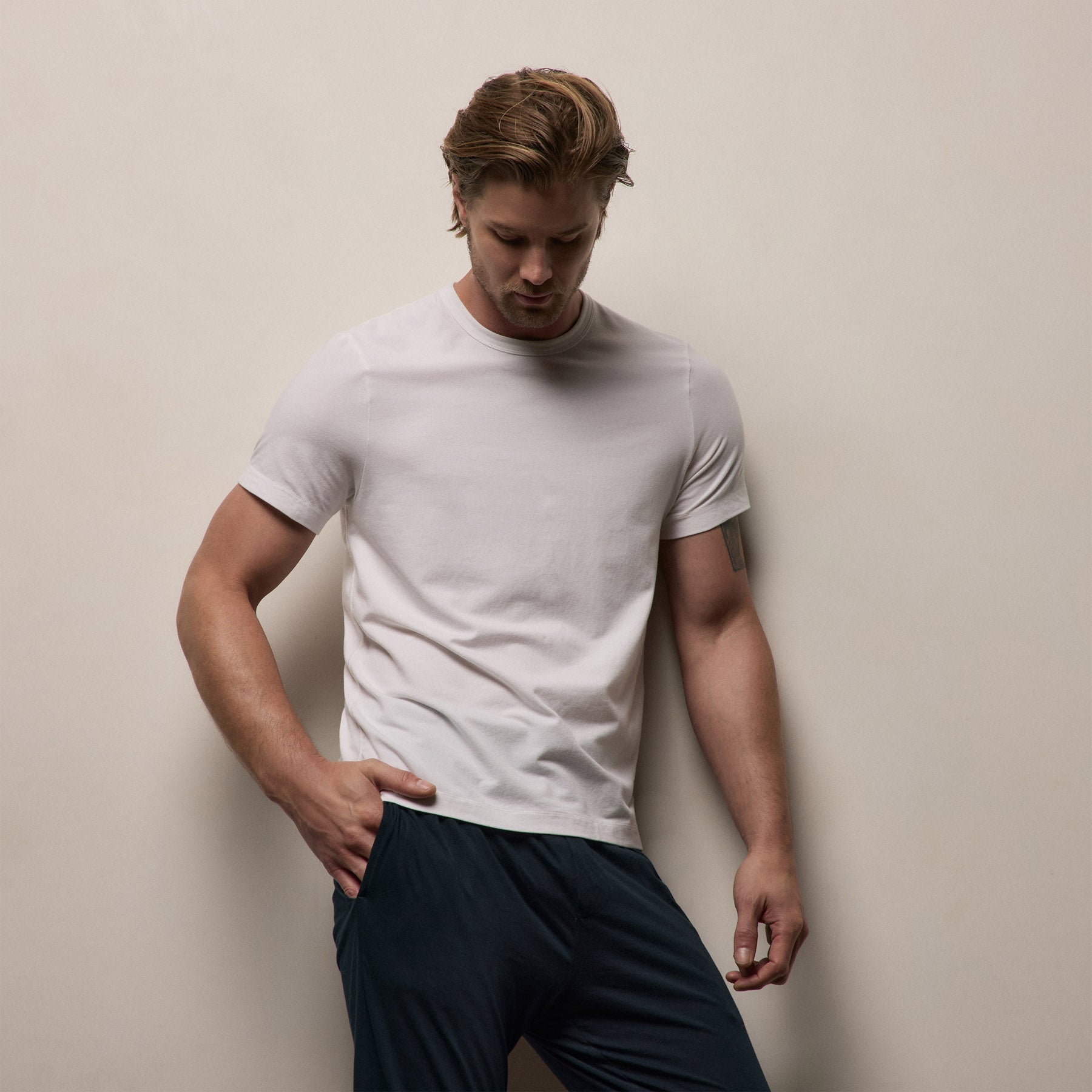 Elevated Lotus Jersey Lounge Tee - White