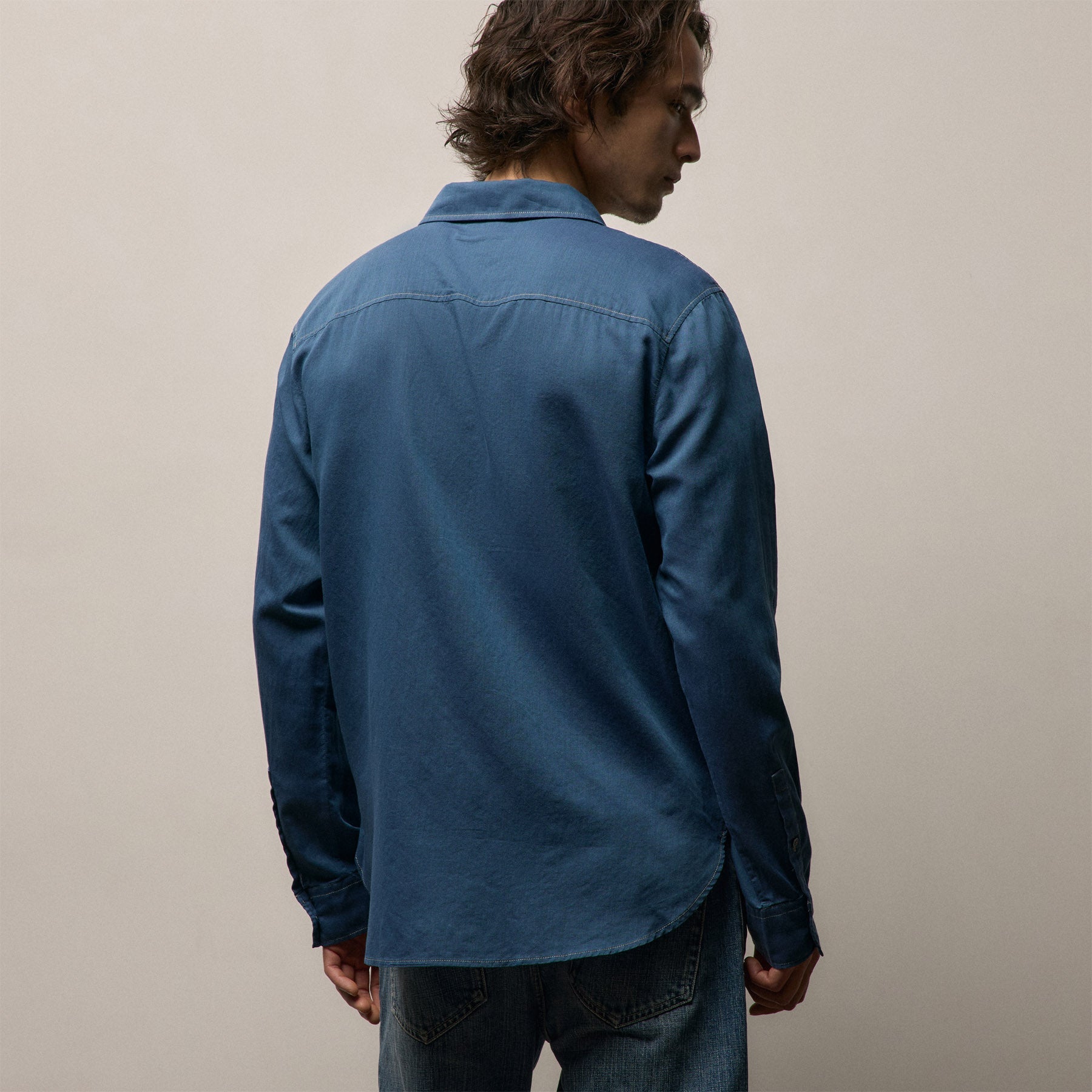 Featherweight Denim Utility Shirt - Medium Wash