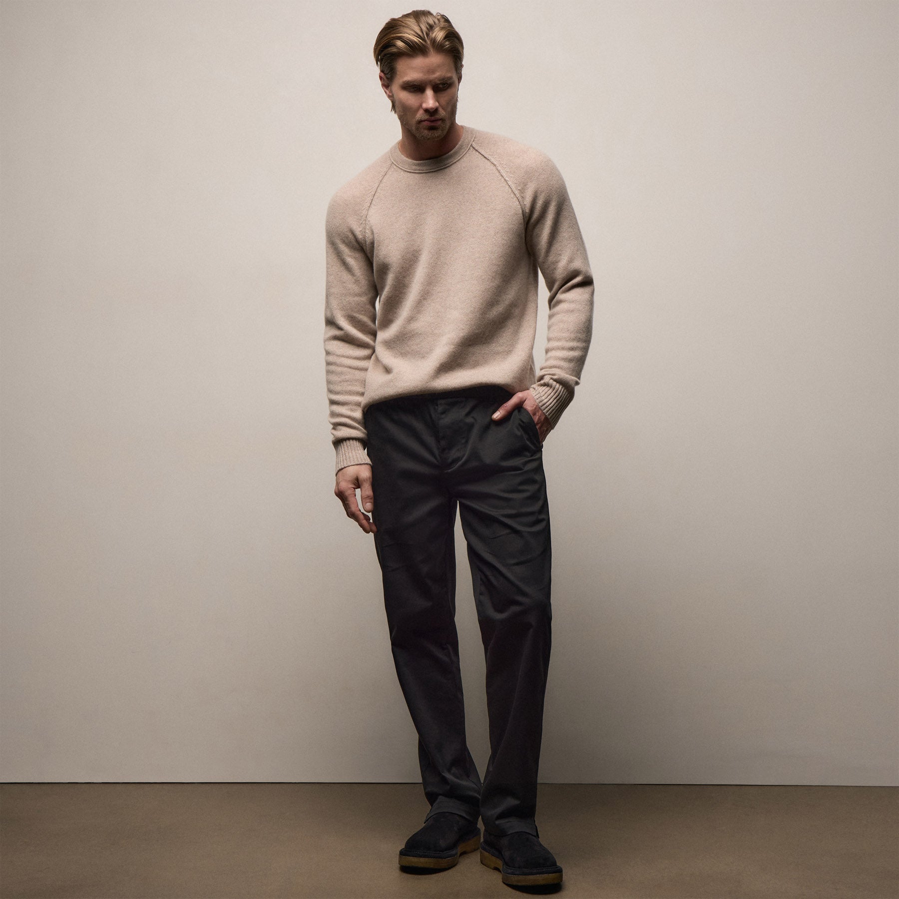 Relaxed Stretch Micro Twill Trouser - Black