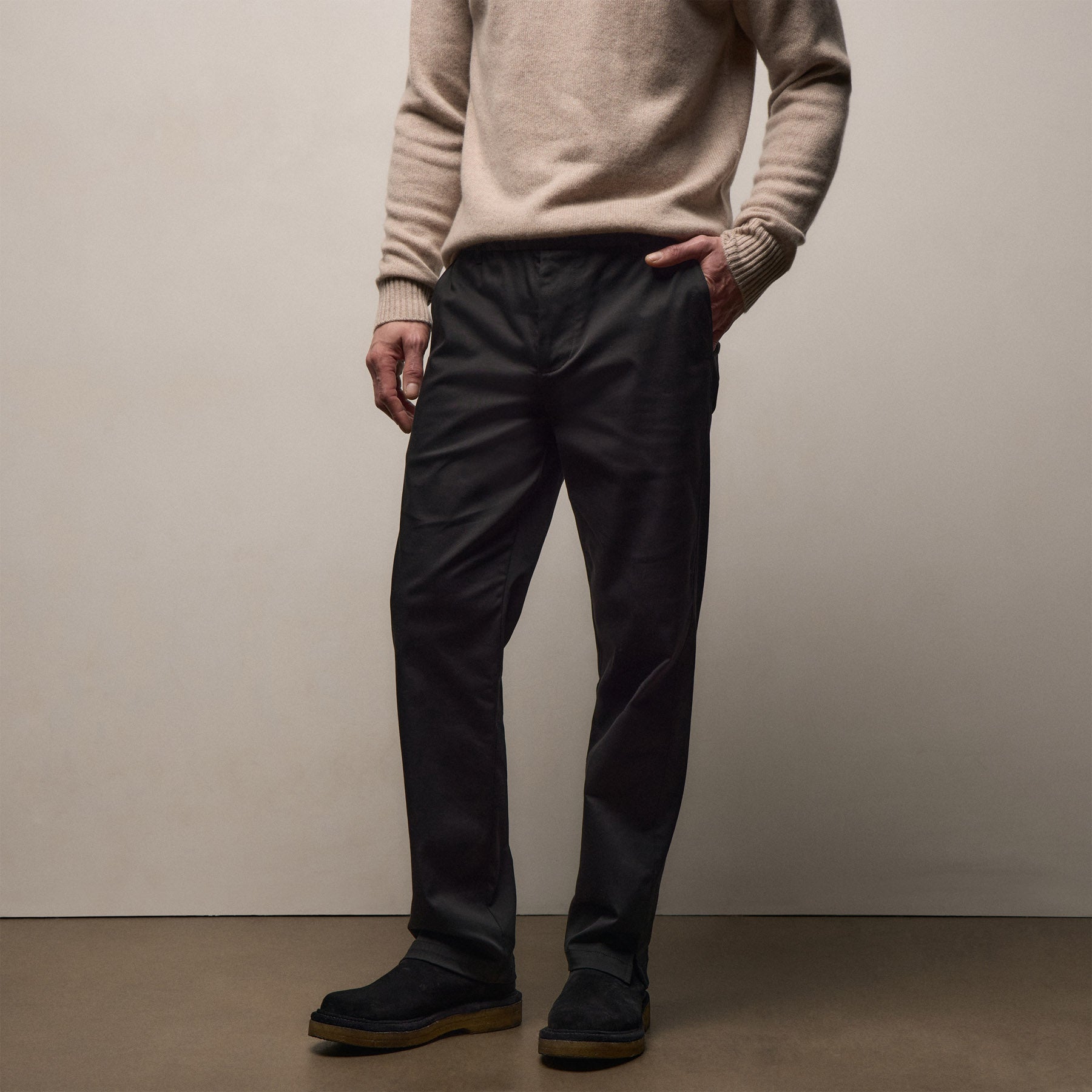Relaxed Stretch Micro Twill Trouser - Black