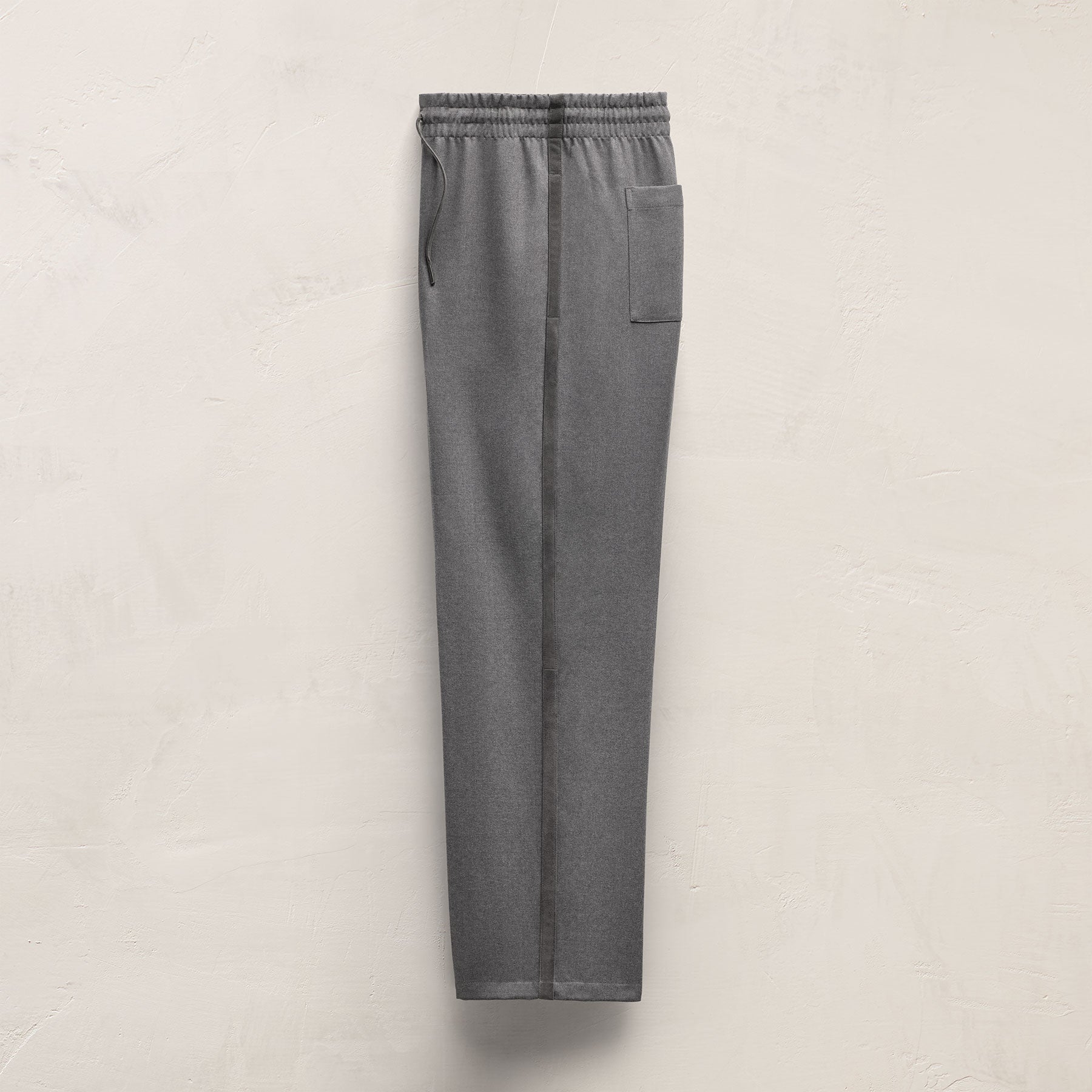 Suede Trim Wool Drawstring Trouser - Heather Grey