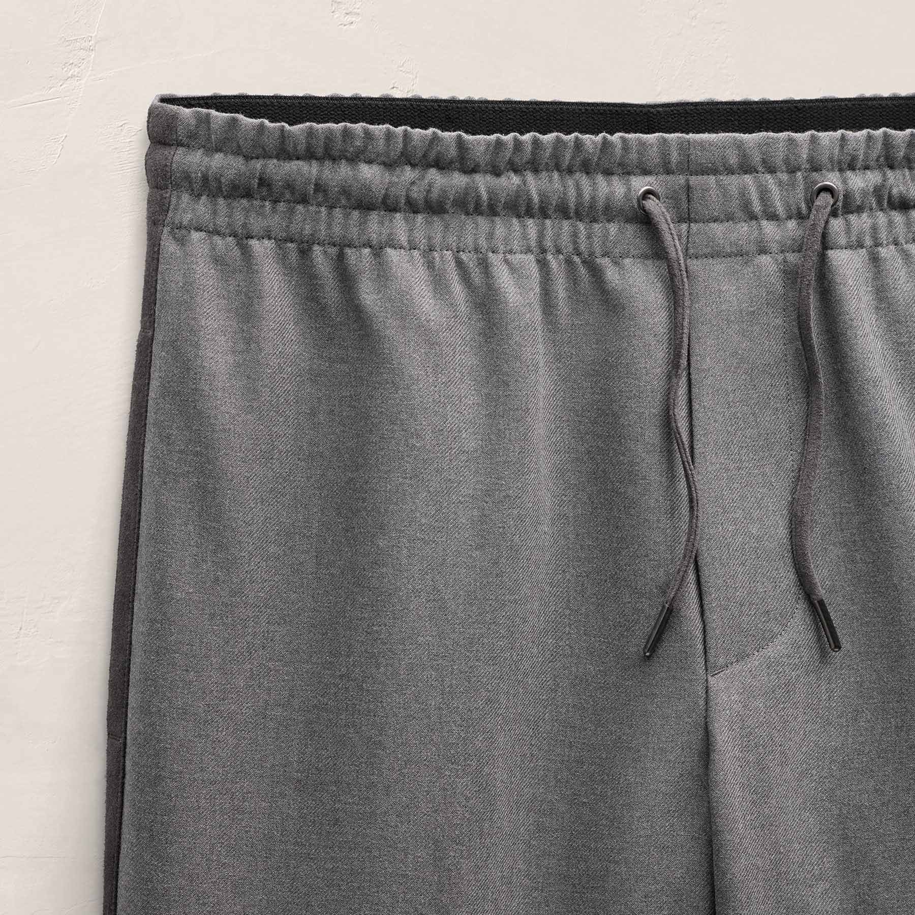Suede Trim Wool Drawstring Short - Heather Grey