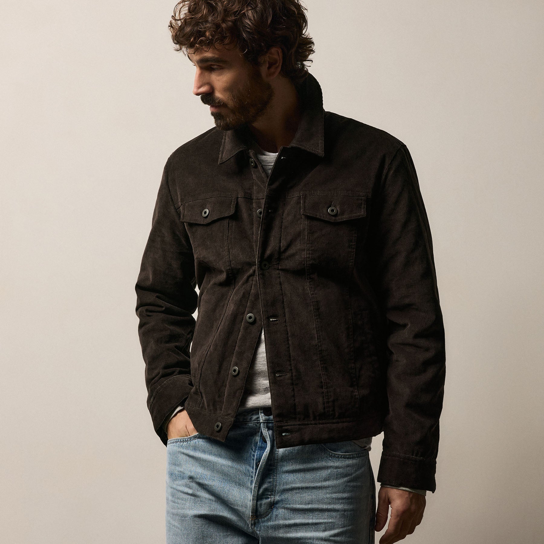 Lined Corduroy Trucker Jacket - Kona