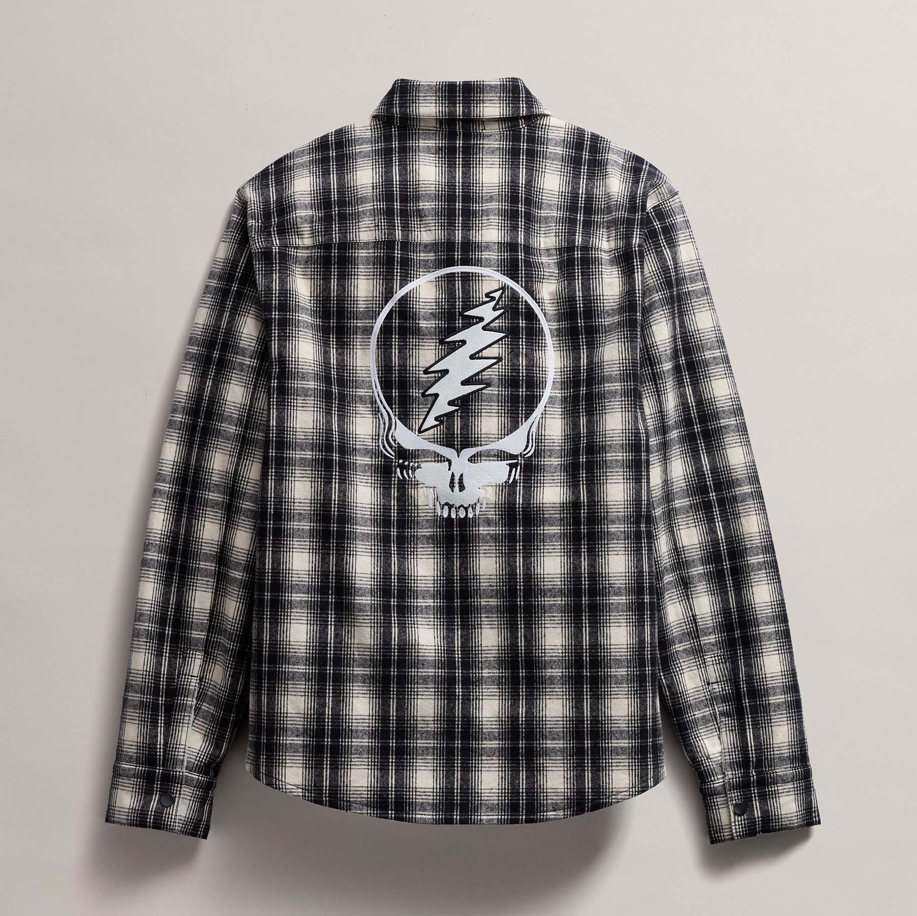 Men's Grateful Dead Lined Plaid Jacket - Black/White