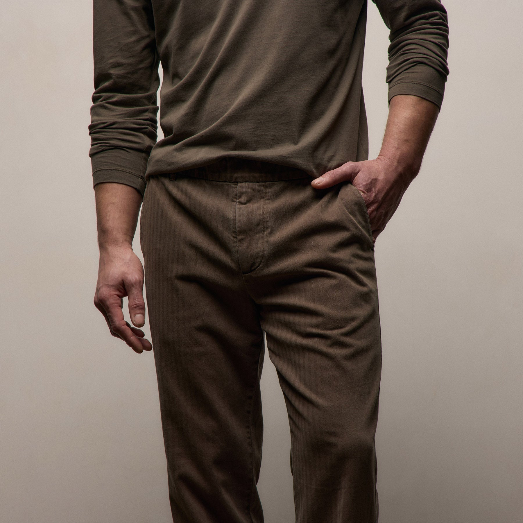 Herringbone Twill Trouser - Caribou Pigment