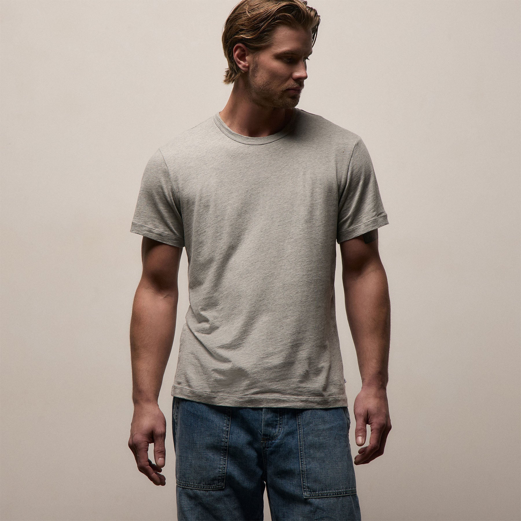 Short Sleeve Crew Neck - Heather Grey