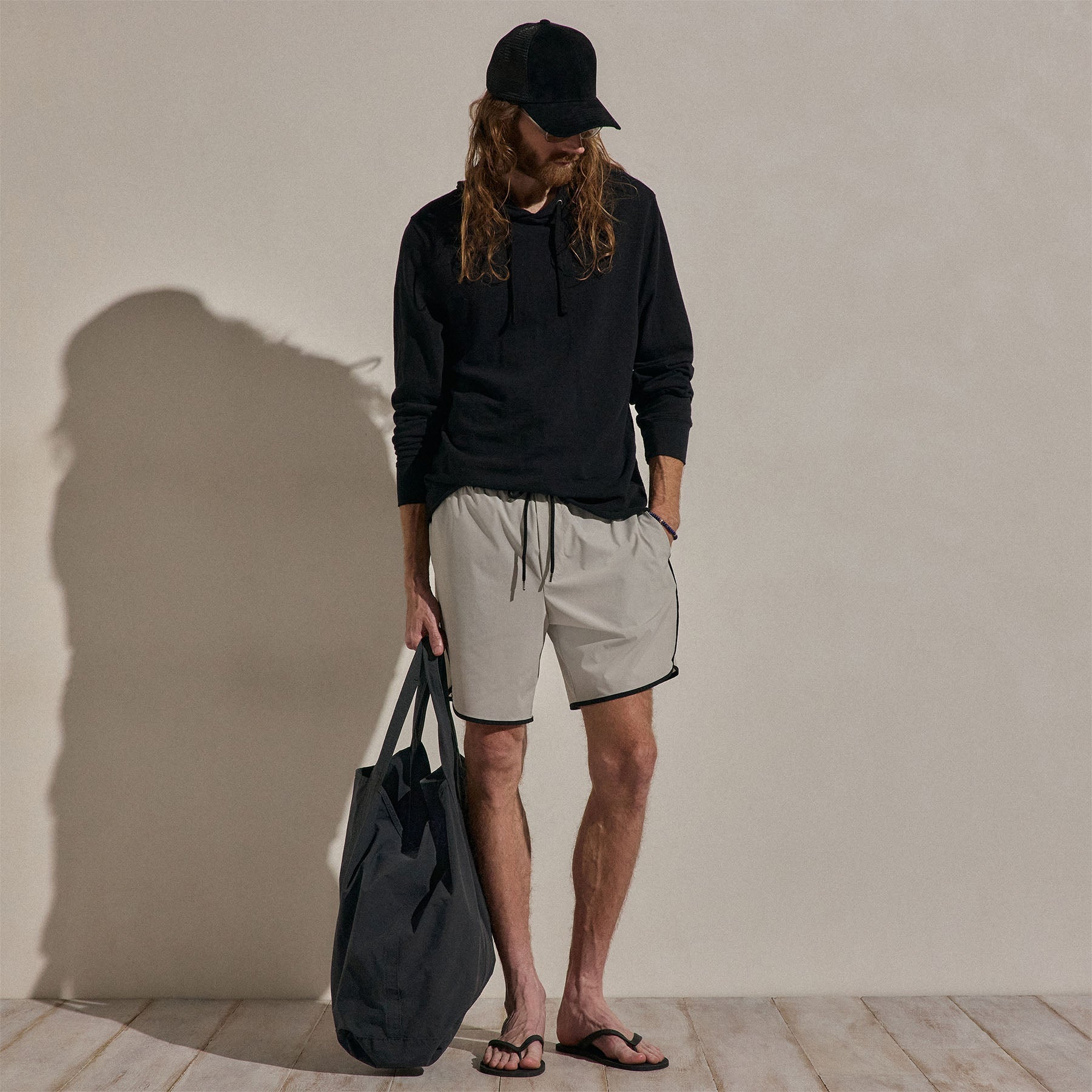 Cotton Slub Hoodie - Black