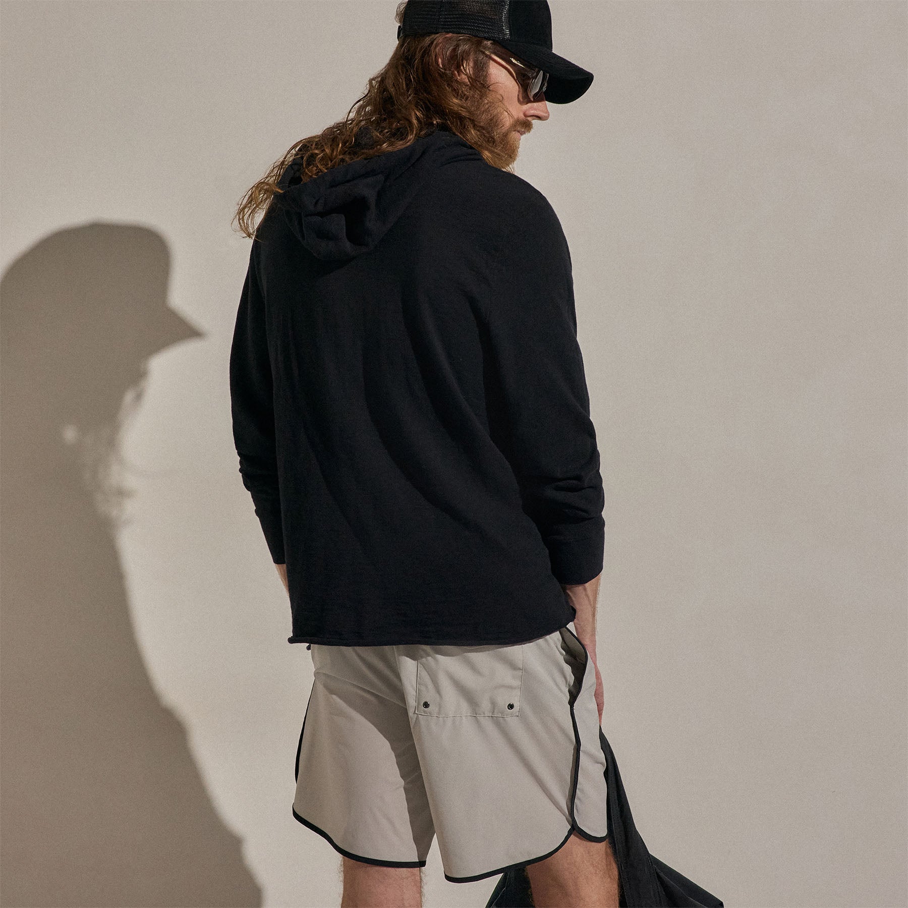 Cotton Slub Hoodie - Black