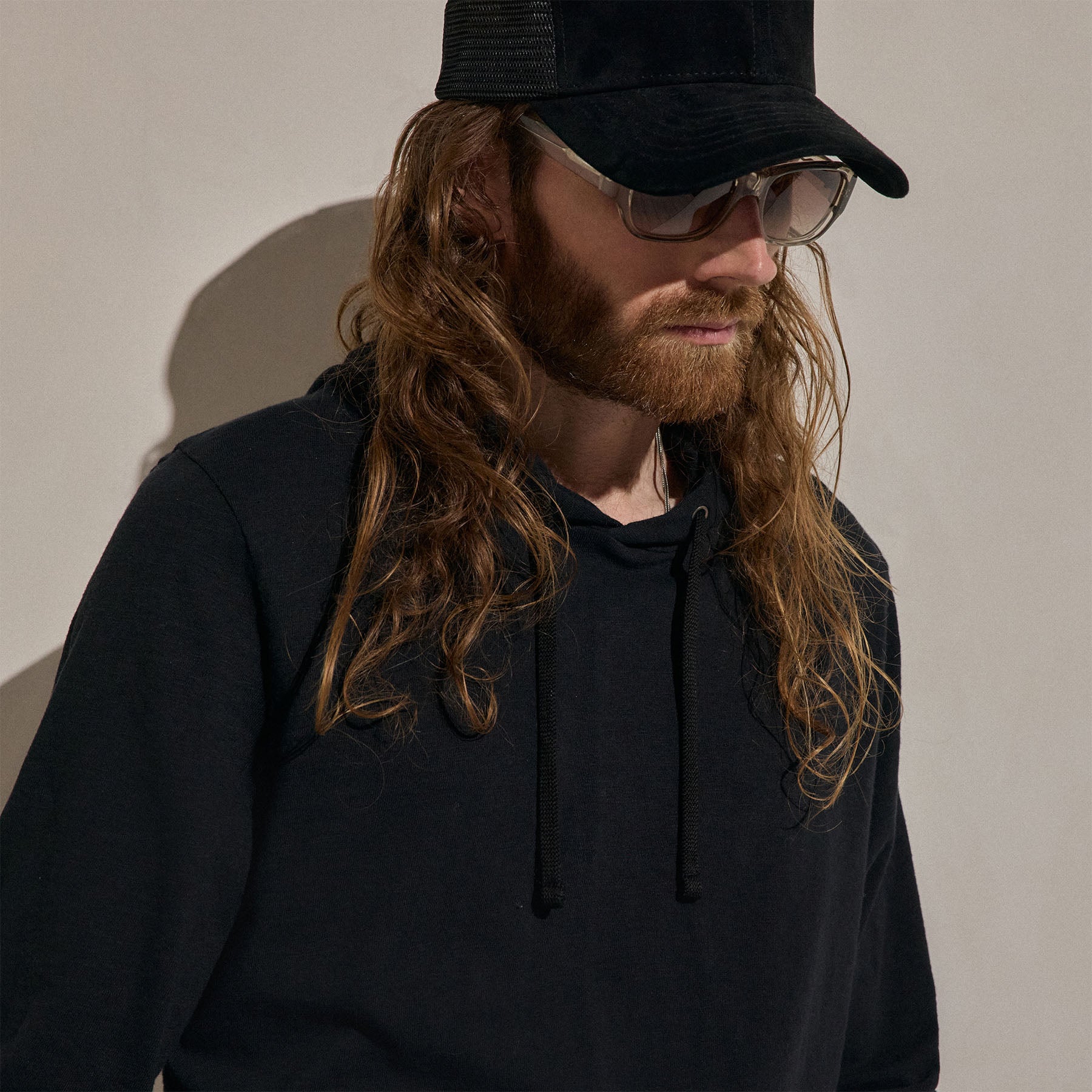 Cotton Slub Hoodie - Black