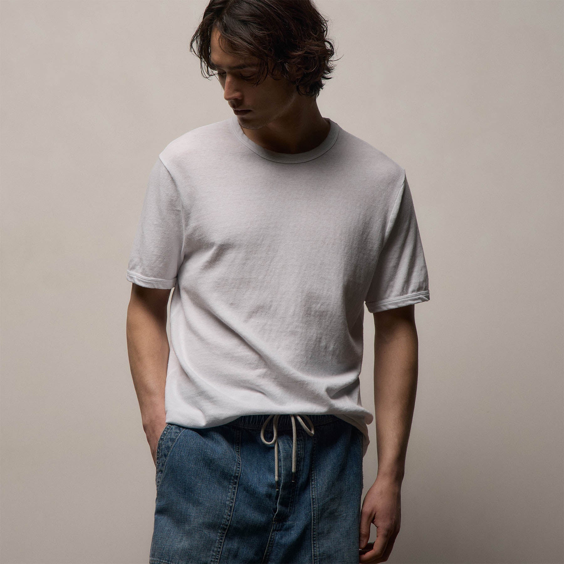 Slub Jersey Short Sleeve Crew - White