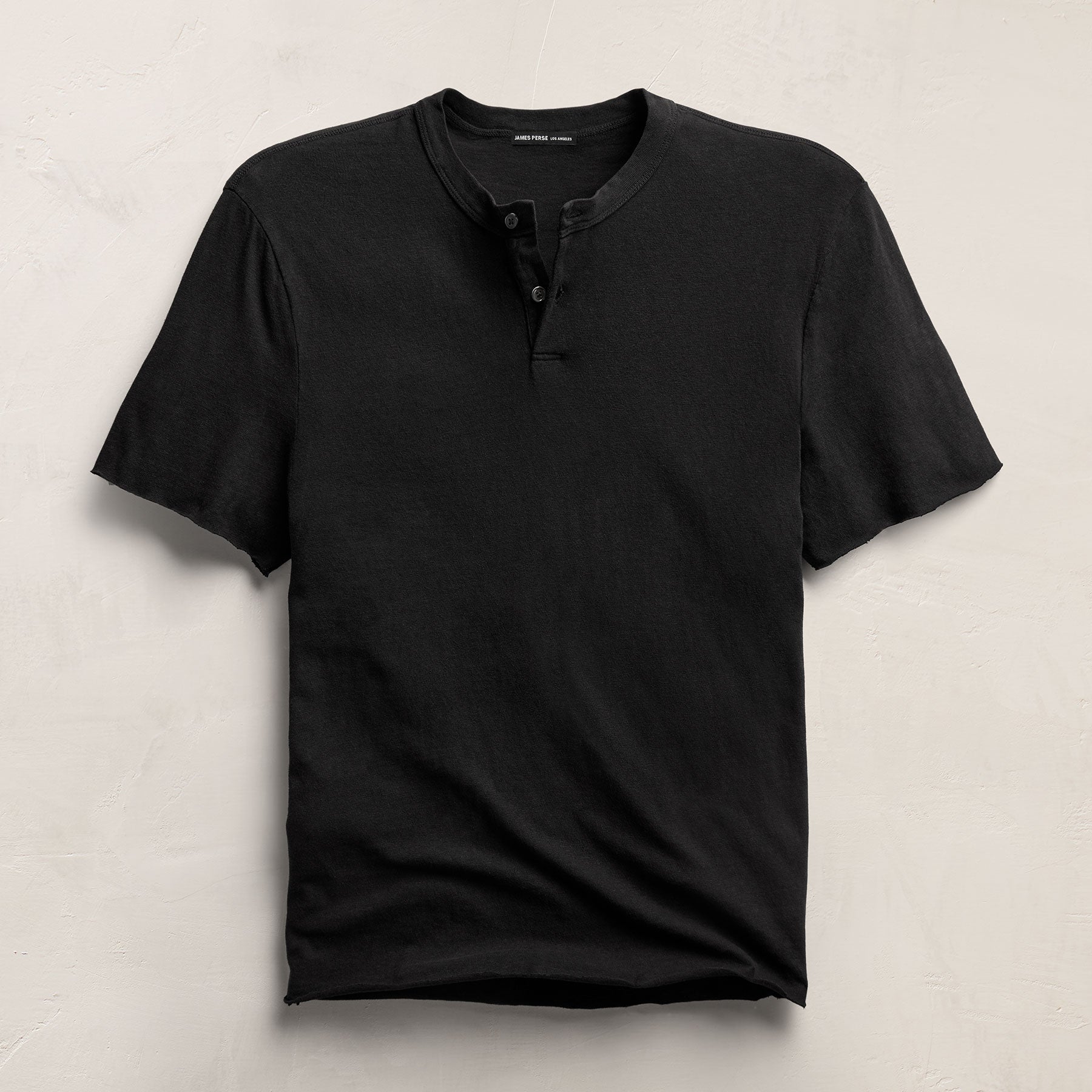 Slub Jersey Short Sleeve Henley - Black