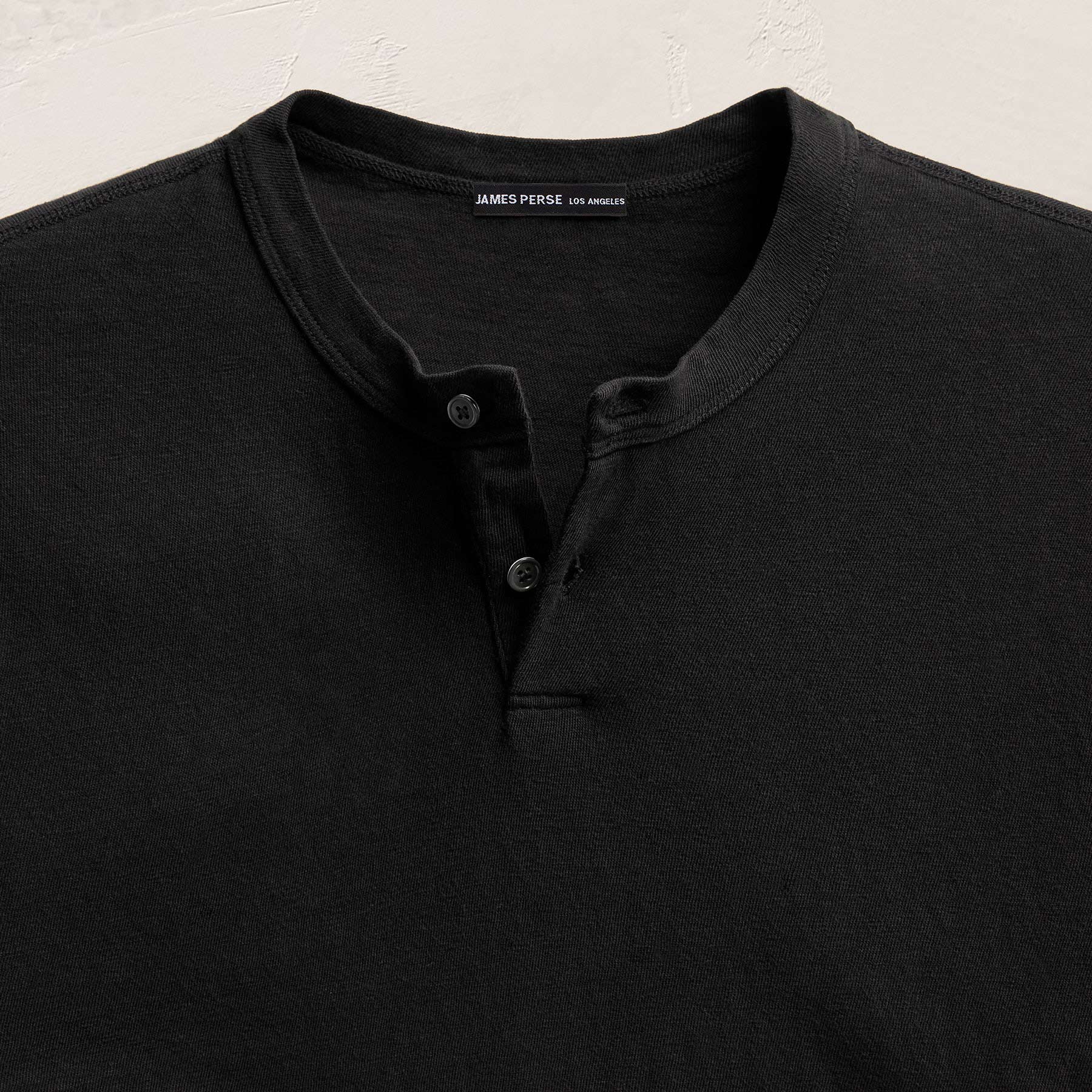Slub Jersey Short Sleeve Henley - Black