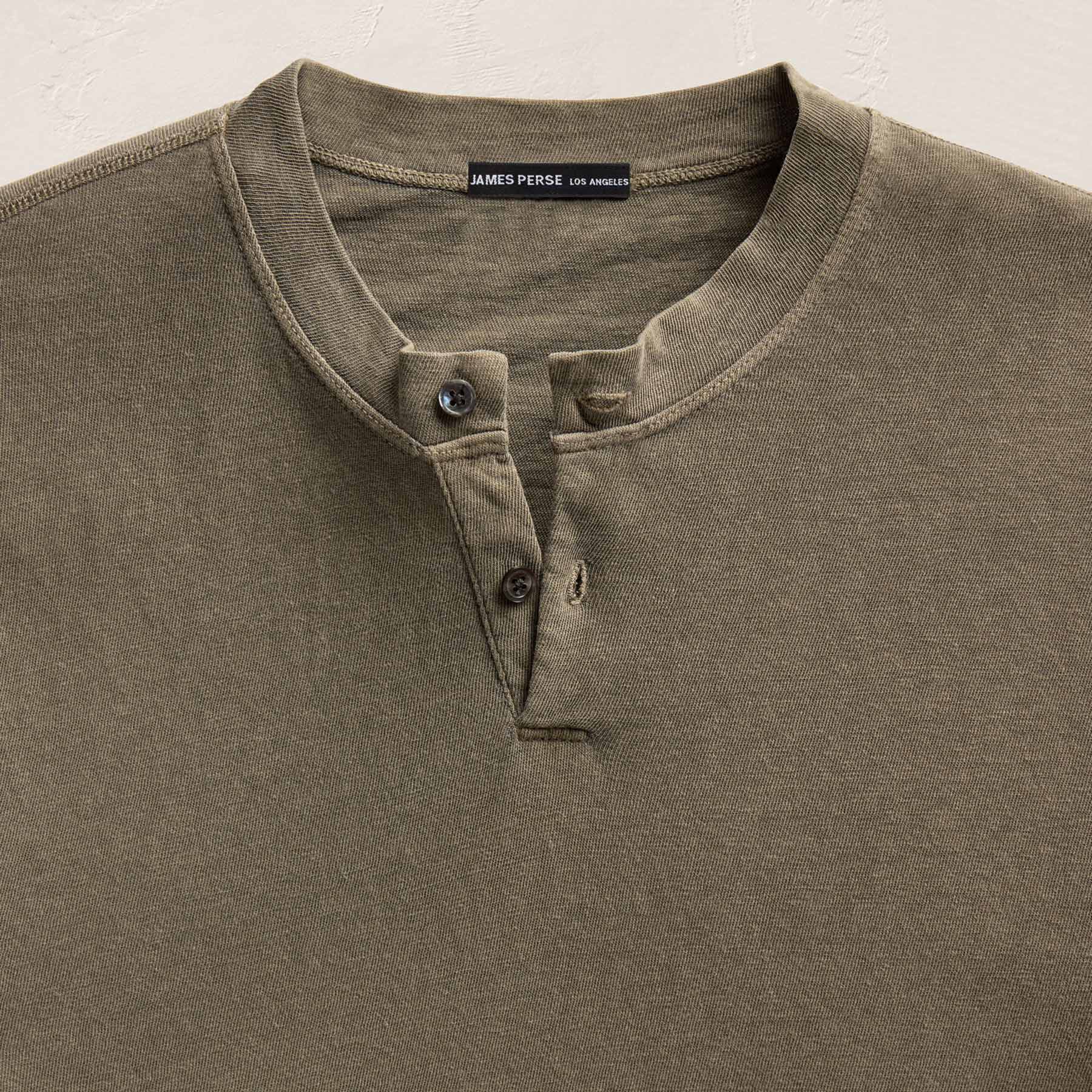 Slub Jersey Short Sleeve Henley - Light Olive Pigment