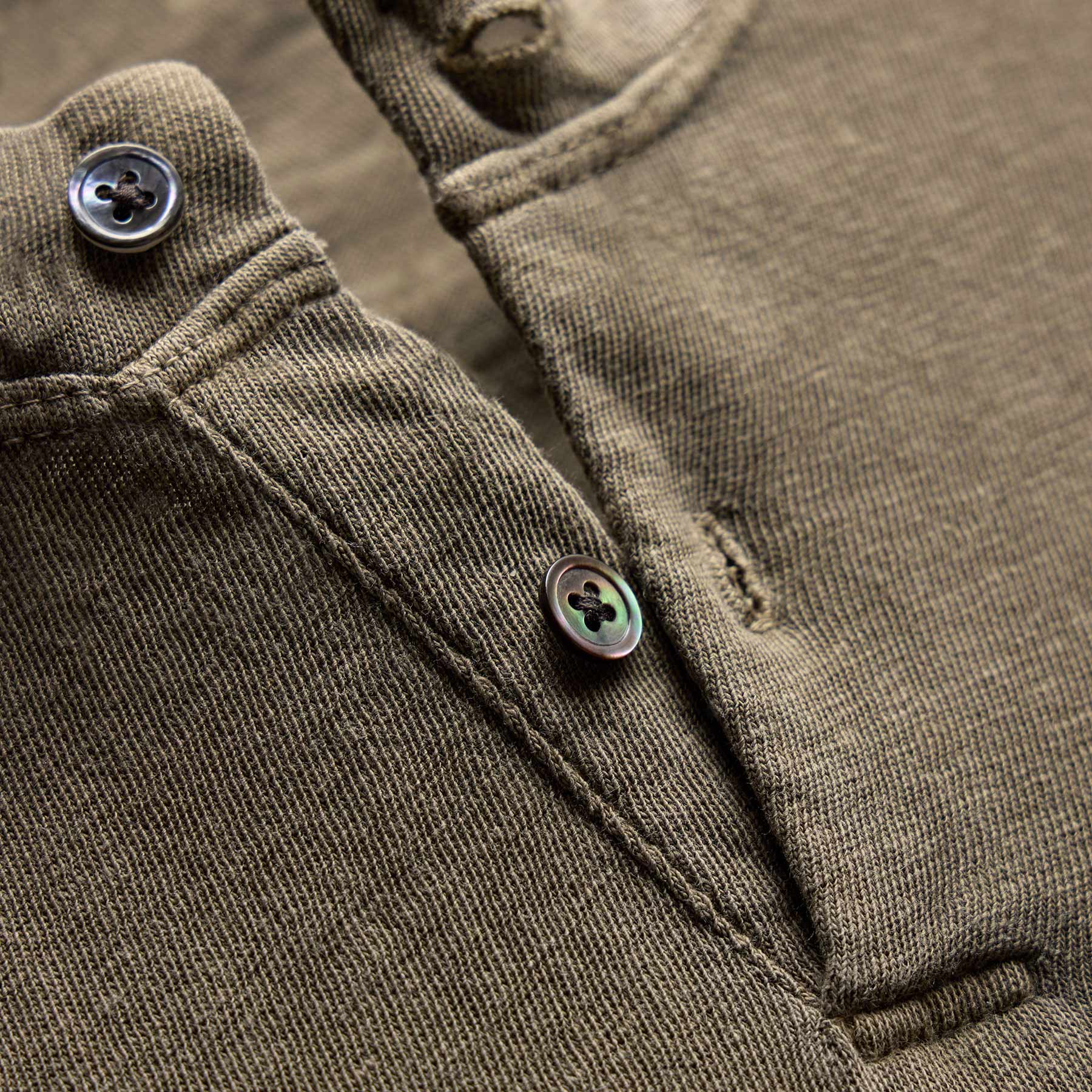 Slub Jersey Short Sleeve Henley - Light Olive Pigment