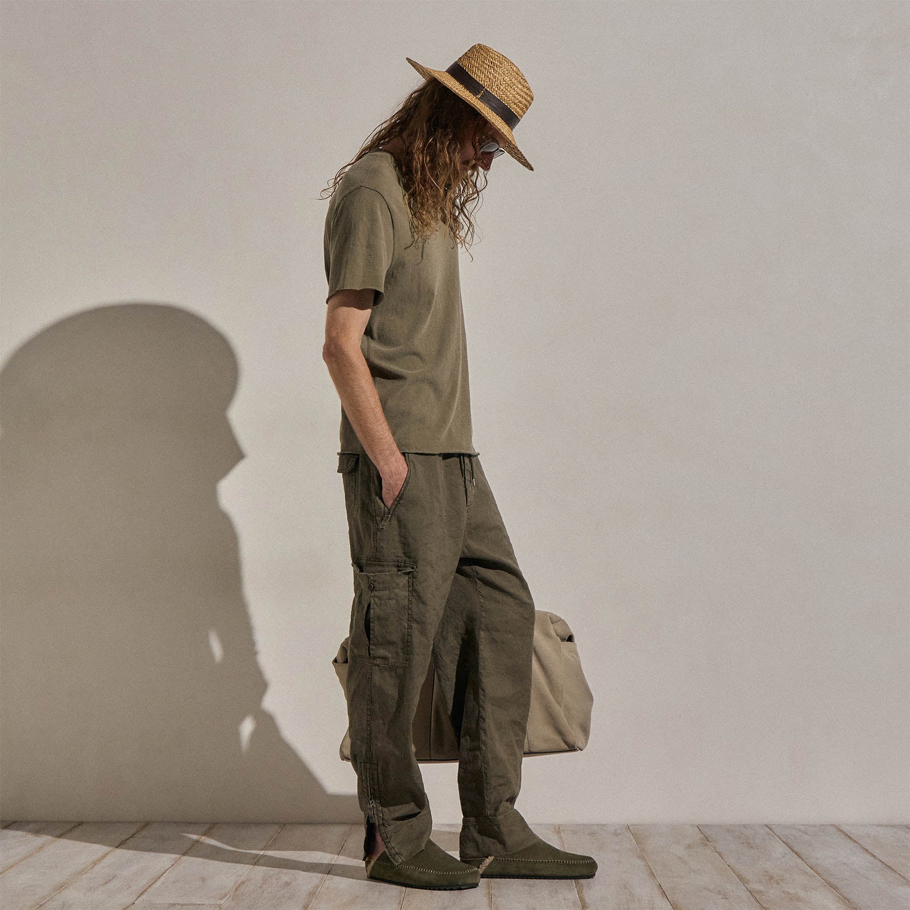 Slub Jersey Short Sleeve Henley - Light Olive Pigment