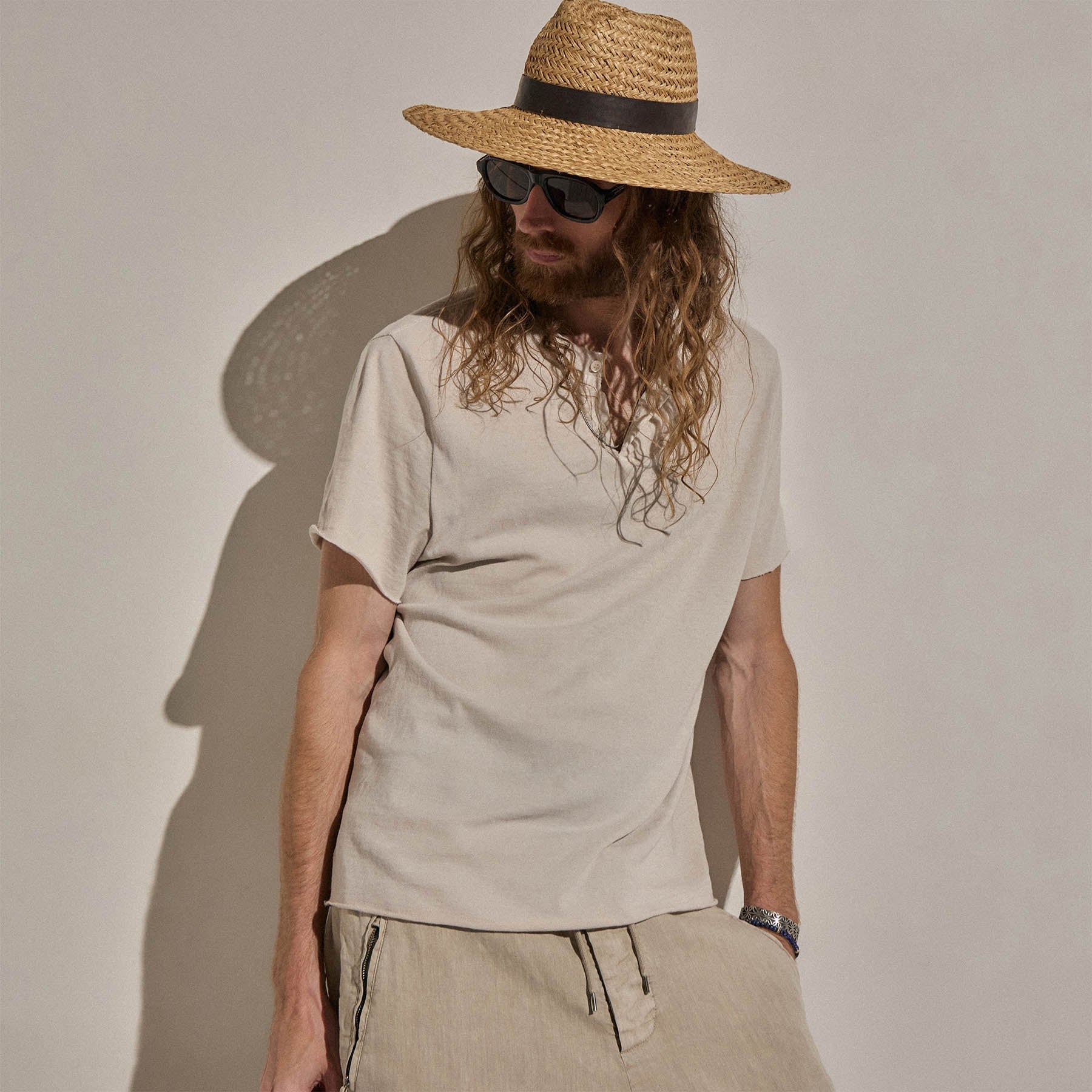 Slub Jersey Short Sleeve Henley - Pearl Pigment