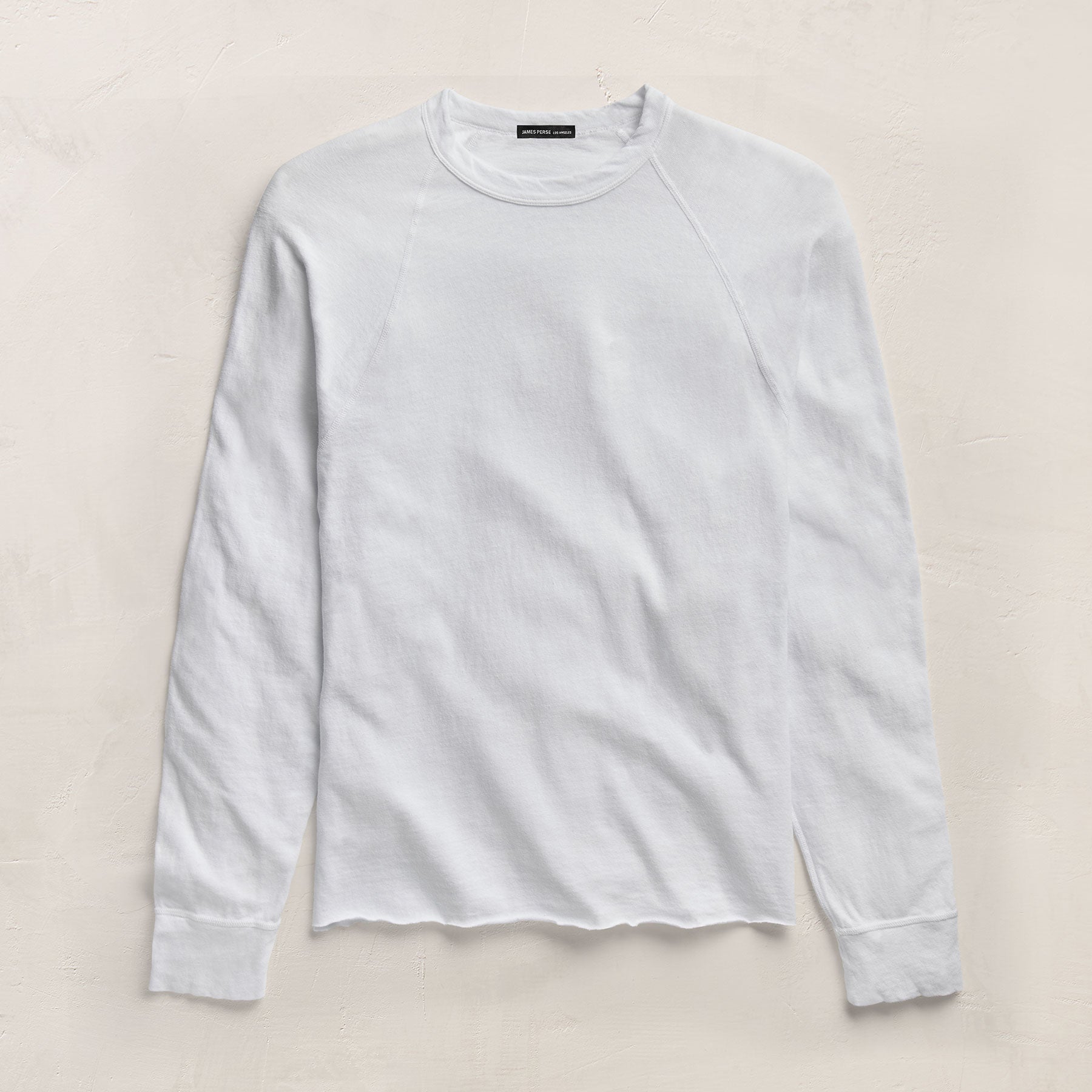 Slub Jersey Long Sleeve Raglan Crew - White