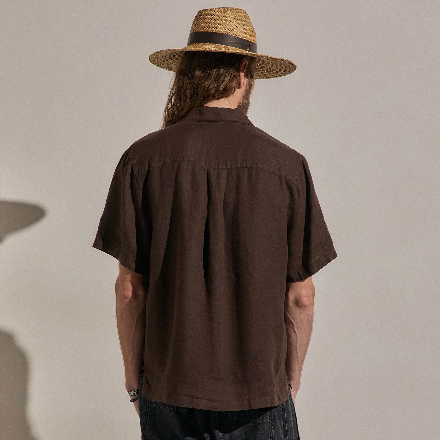 Lightweight Linen Short Sleeve Shirt - Bark Pigment