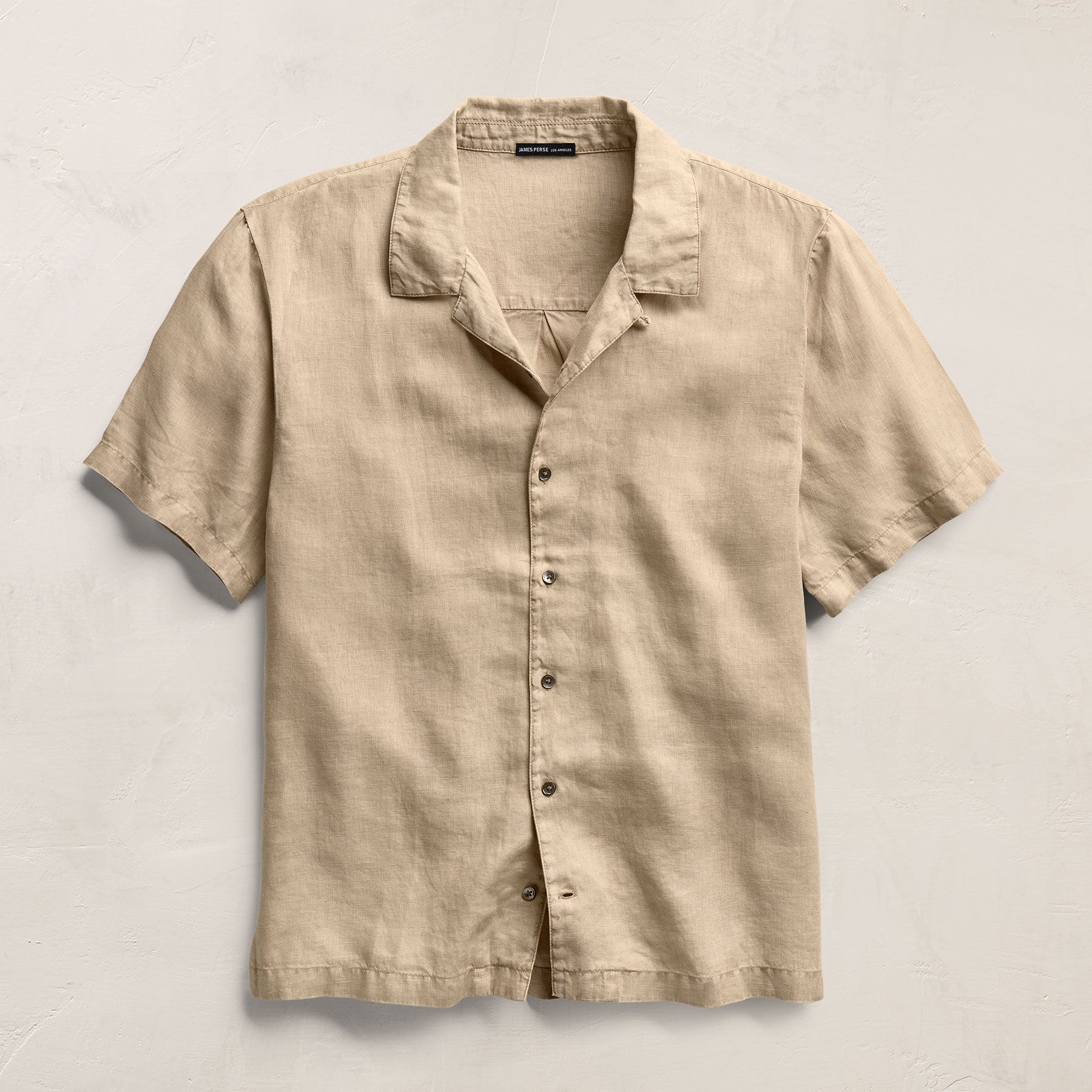 Lightweight Linen Short Sleeve Shirt - Light Khaki Pigment