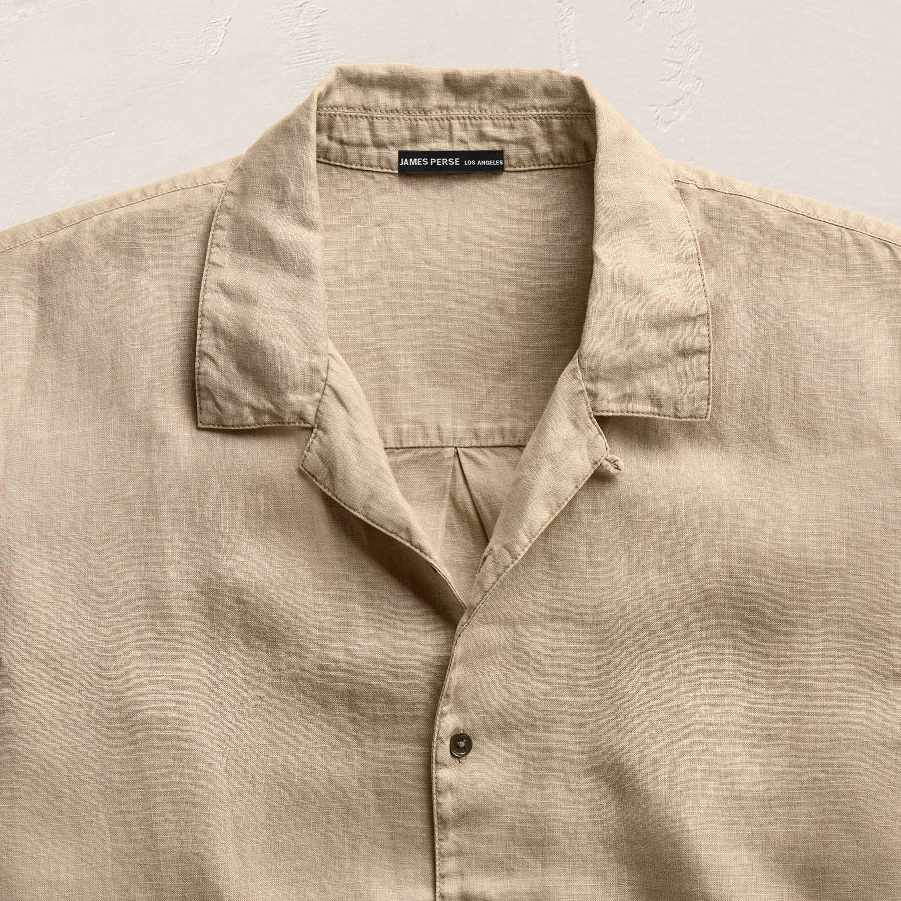 Lightweight Linen Short Sleeve Shirt - Light Khaki Pigment