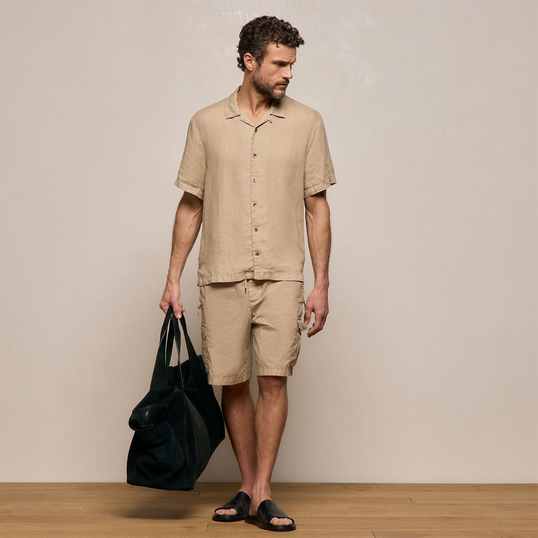 Lightweight Linen Short Sleeve Shirt - Light Khaki Pigment