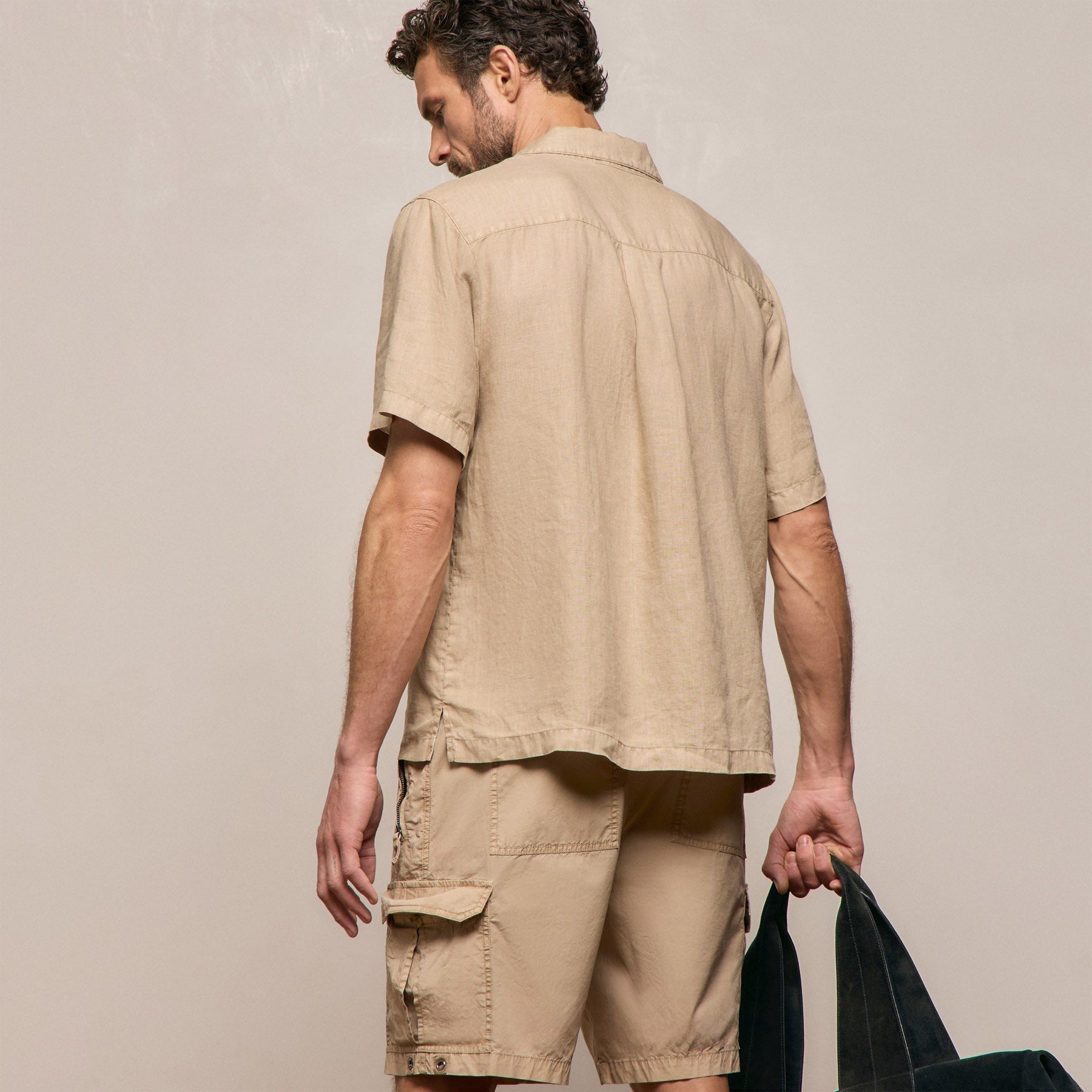 Lightweight Linen Short Sleeve Shirt - Light Khaki Pigment