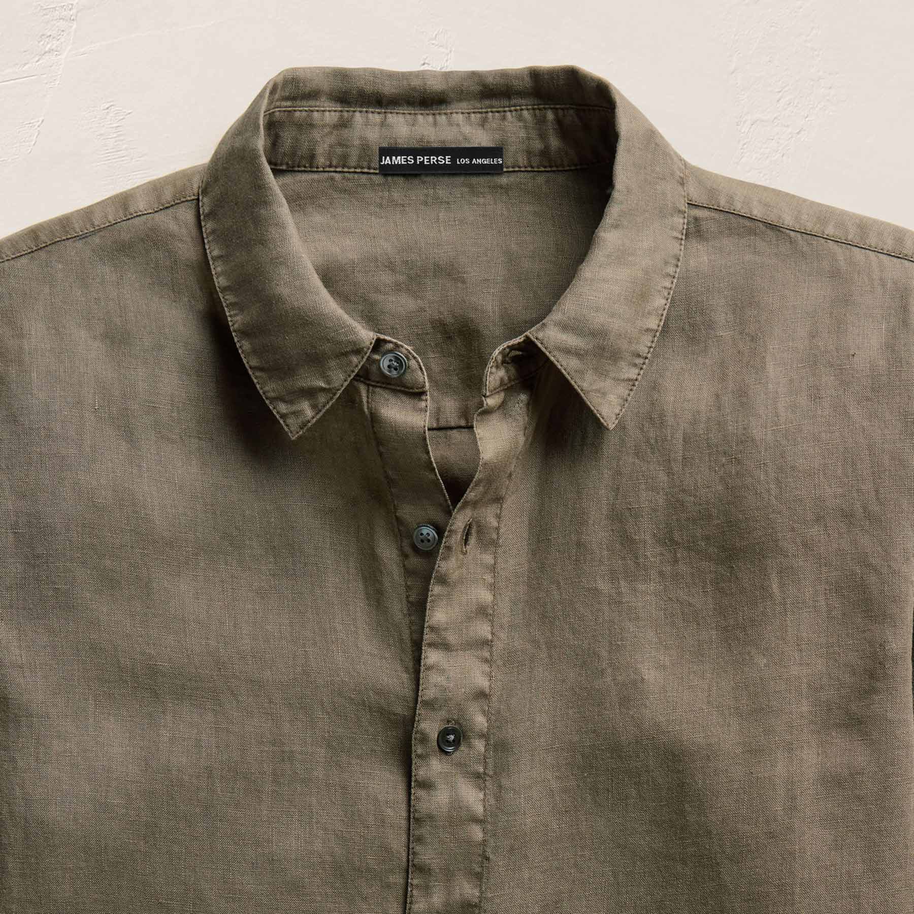 Lightweight Linen Shirt - Light Olive Pigment