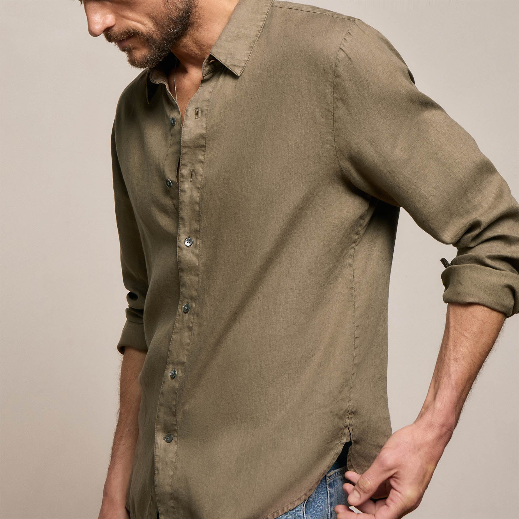 Lightweight Linen Shirt - Light Olive Pigment