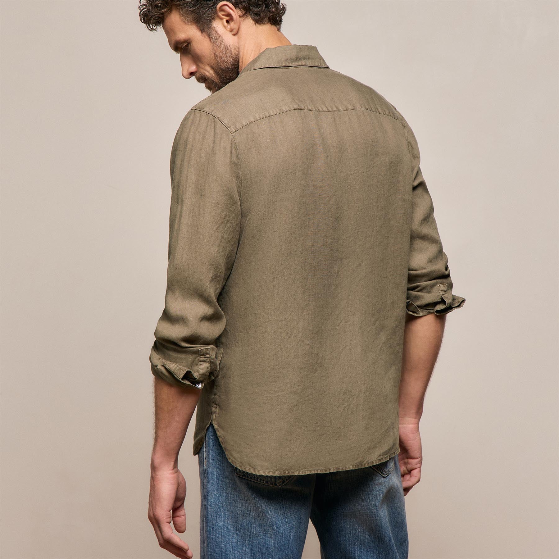 Lightweight Linen Shirt - Light Olive Pigment