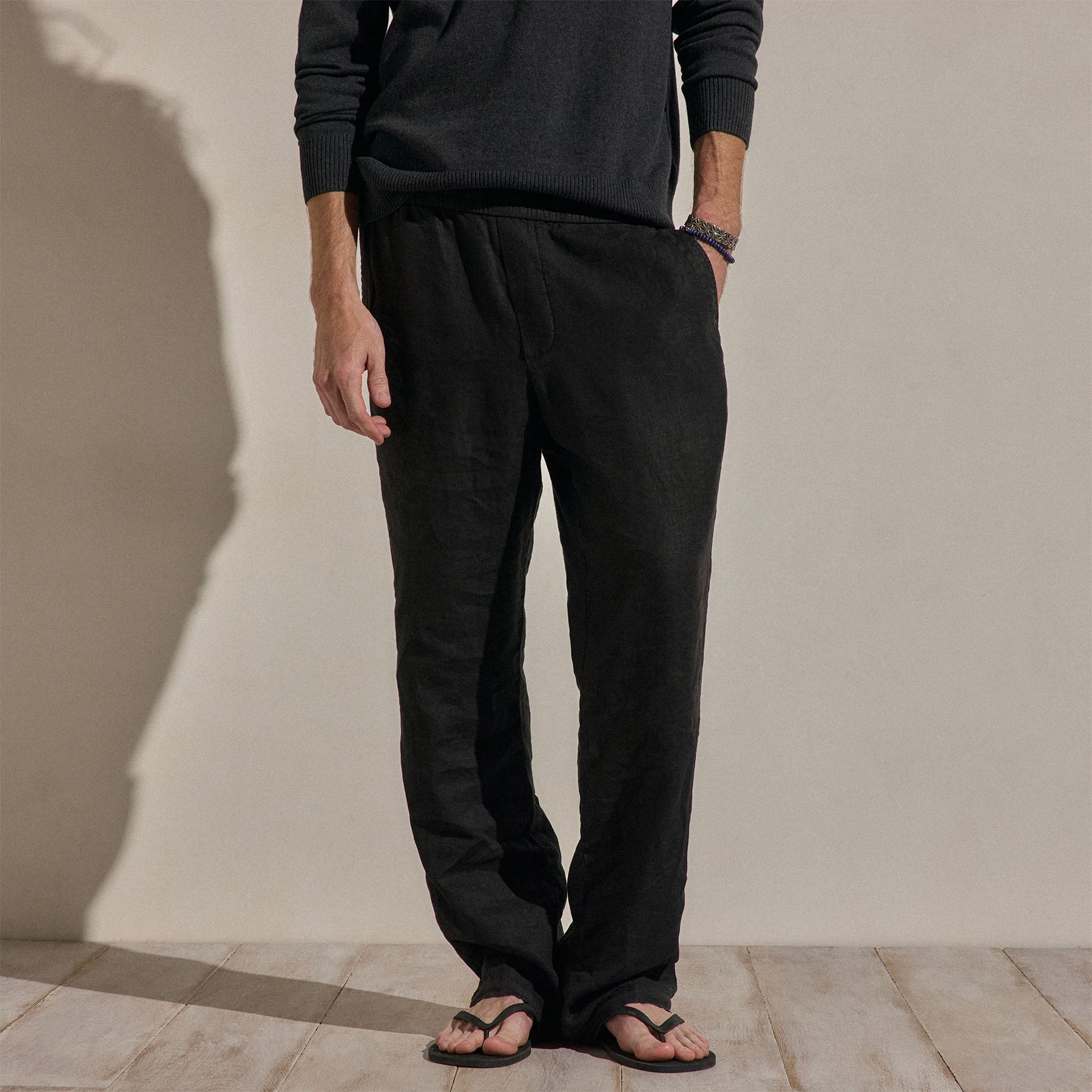 Lightweight Linen Pant - Black