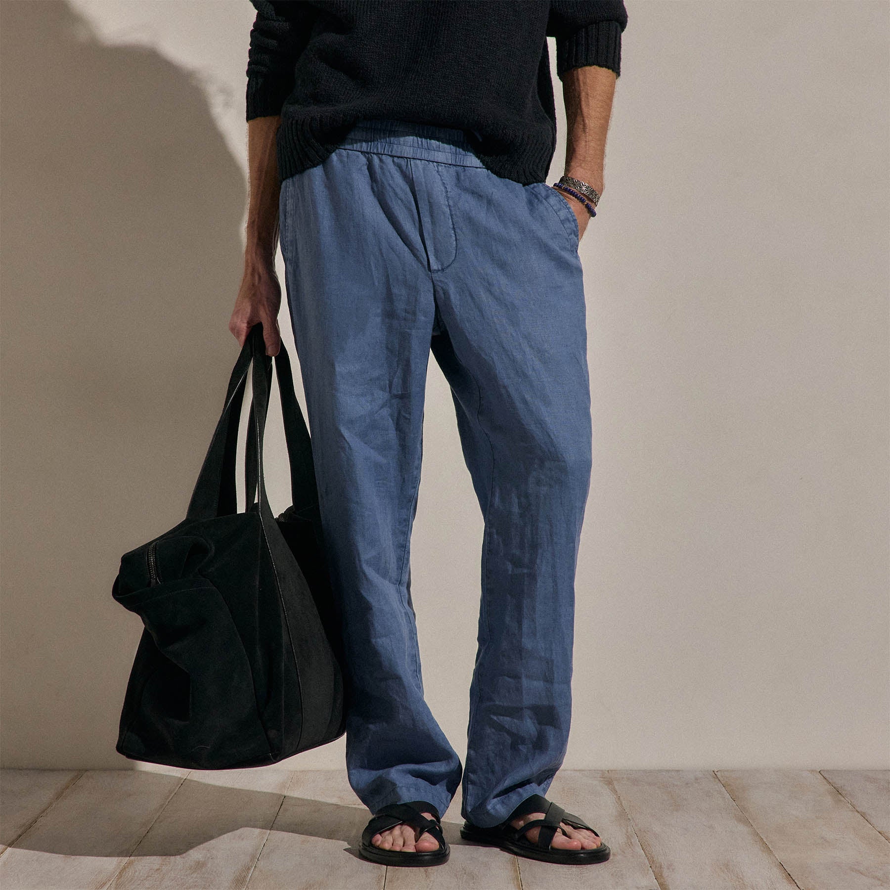 Lightweight Linen Pant - Danube Pigment