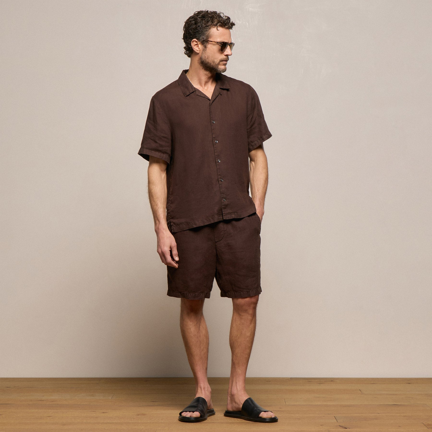 Lightweight Linen Relaxed Short - Bark Pigment
