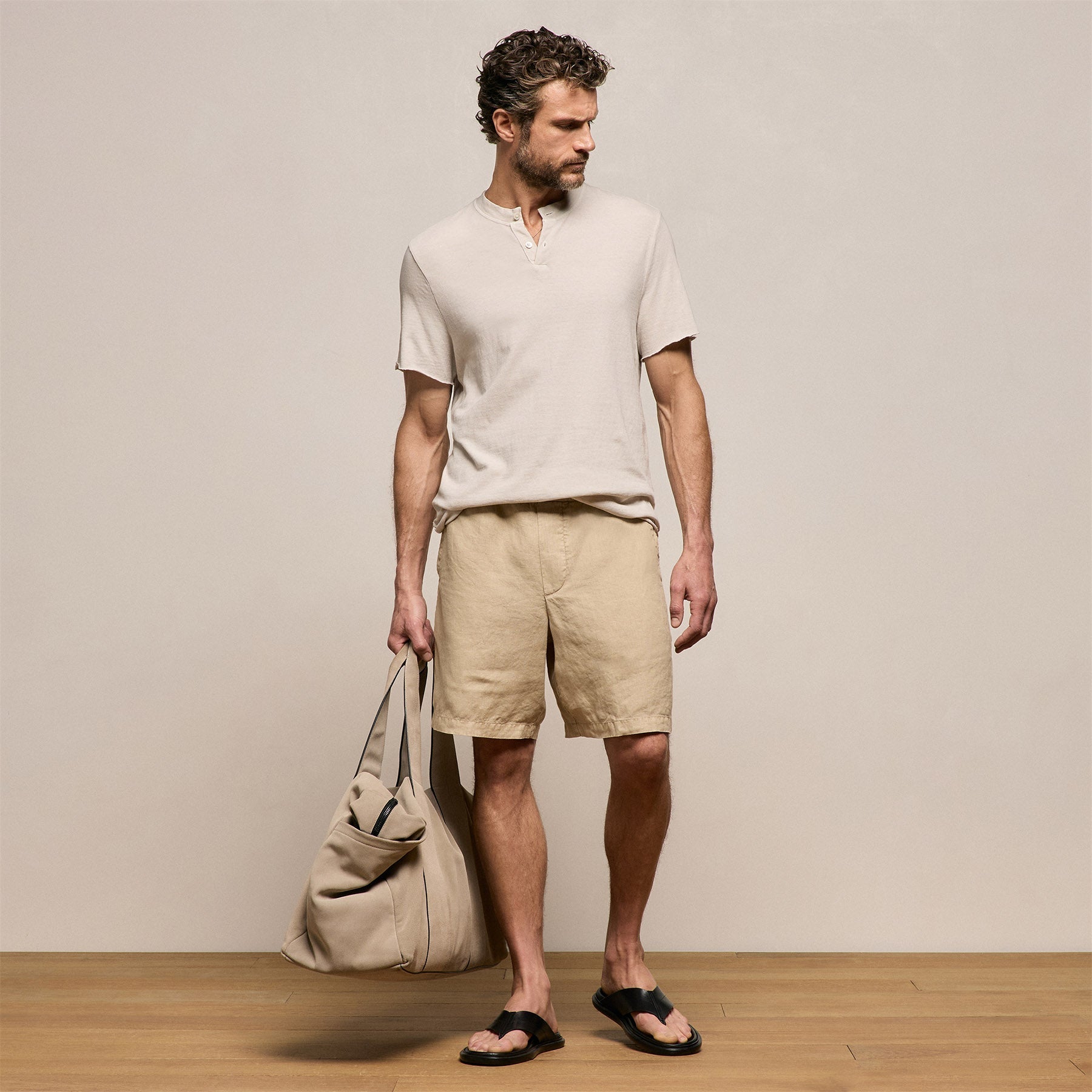 Lightweight Linen Relaxed Short - Light Khaki Pigment