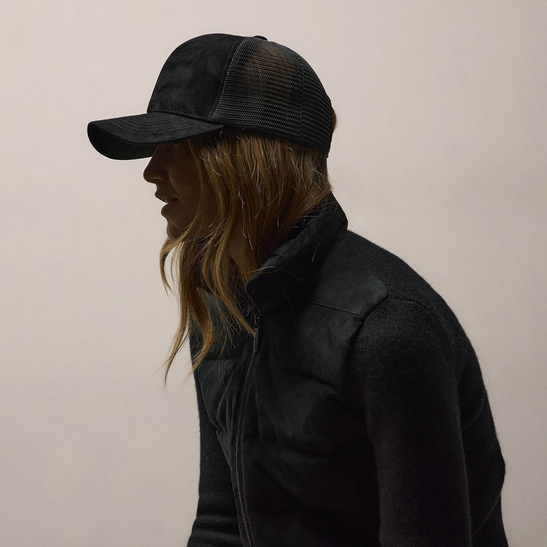Suede Baseball Hat - Black