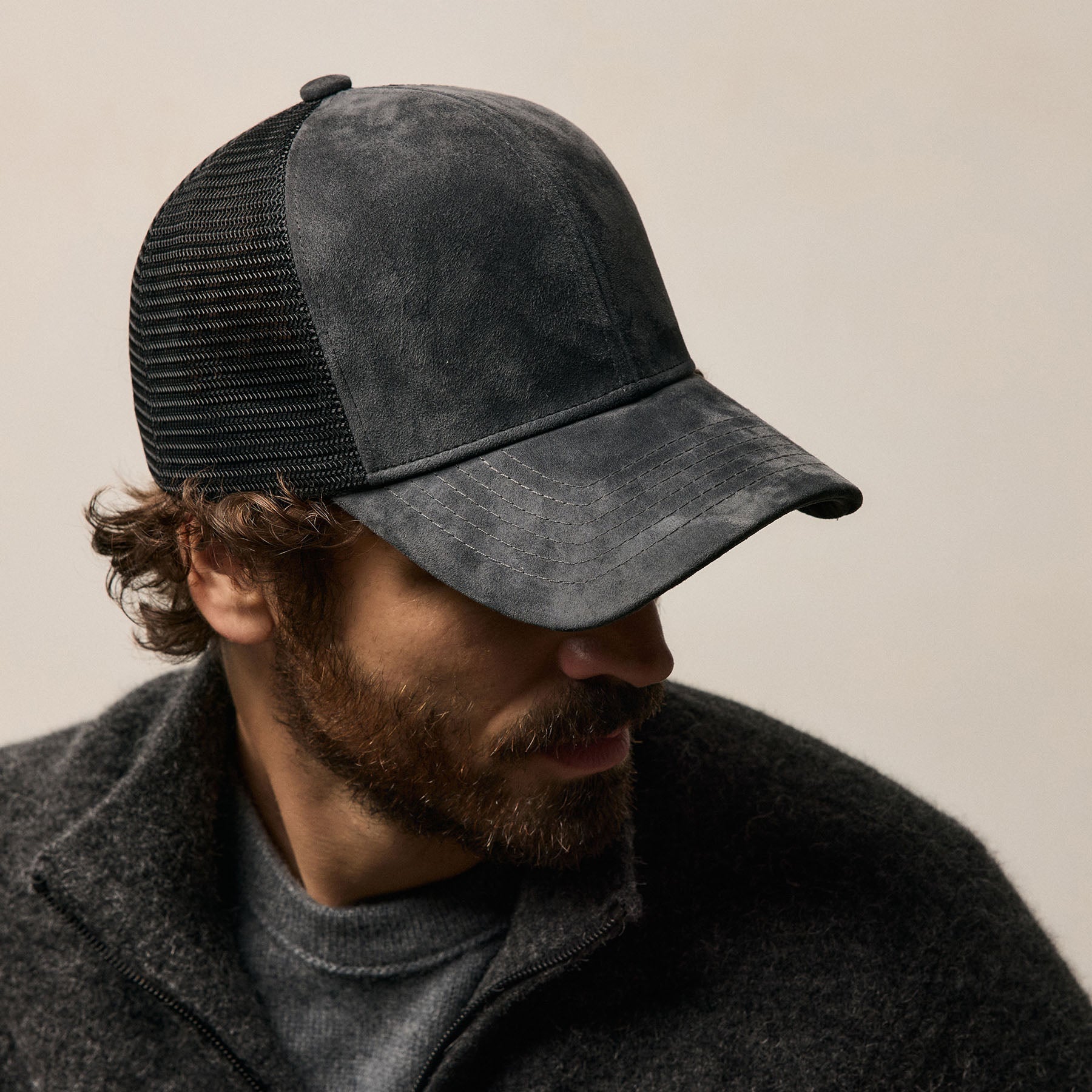 Suede Baseball Hat - Smokey Grey