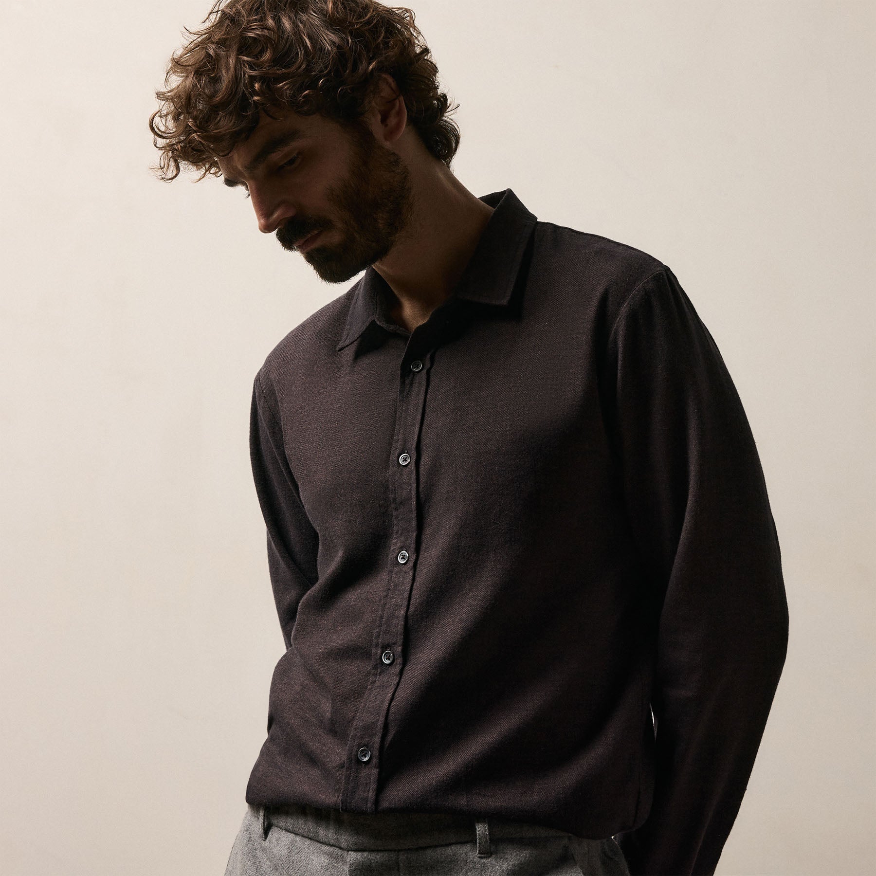Refined Cotton Flannel Shirt - Cocoa