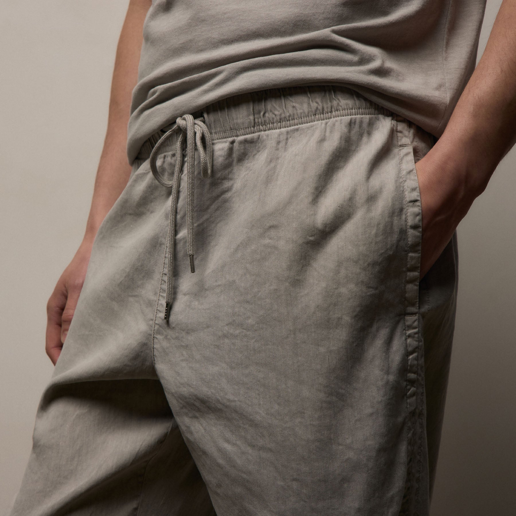 Stretch Linen Jogger - Fog Pigment
