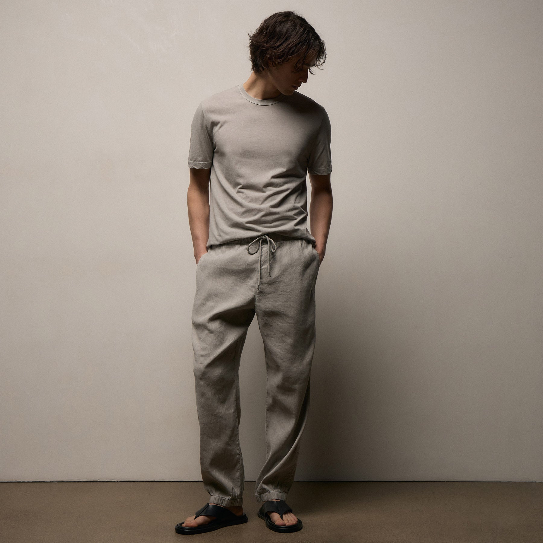 Stretch Linen Jogger - Fog Pigment