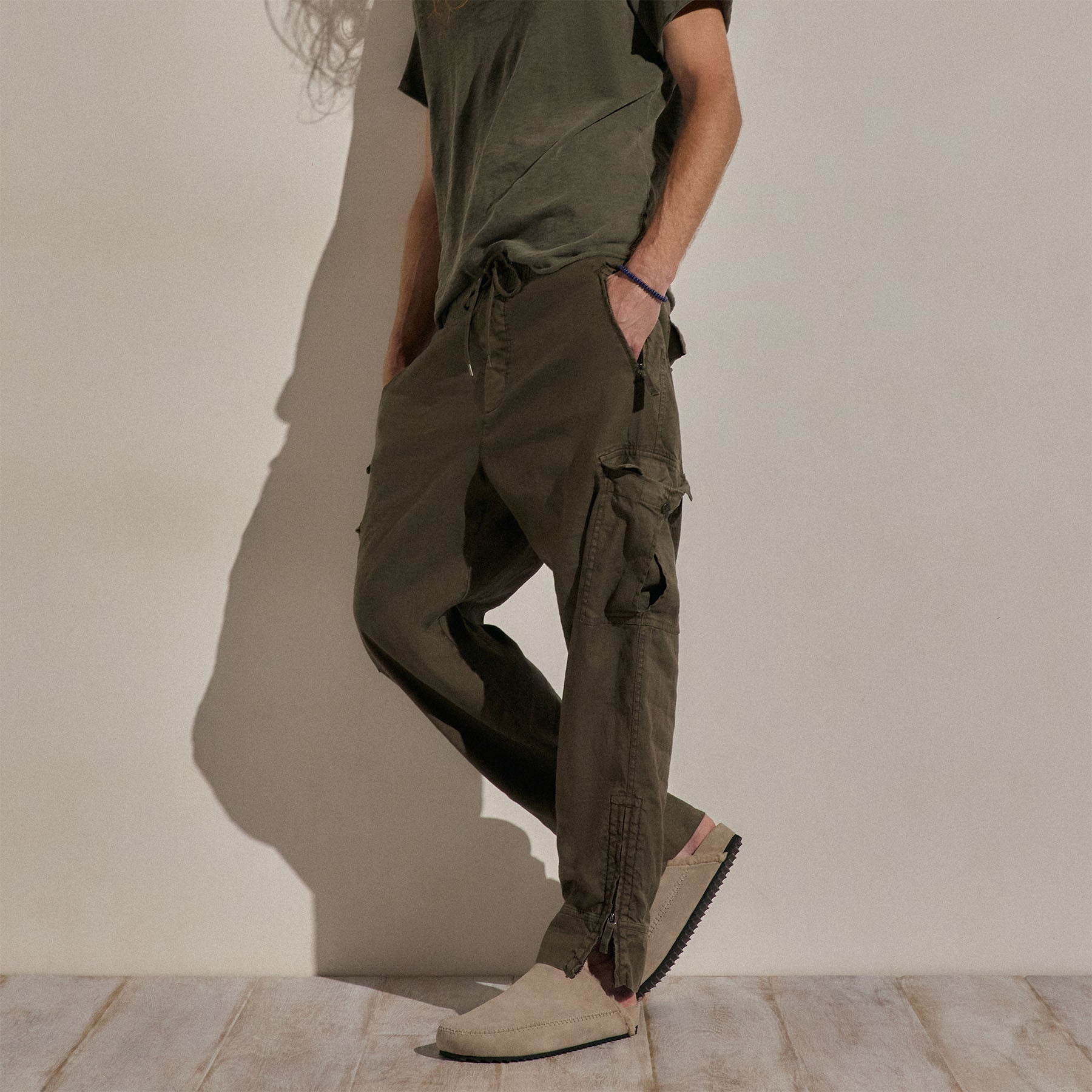 Parachute Linen Cotton Cargo - Army Green Pigment