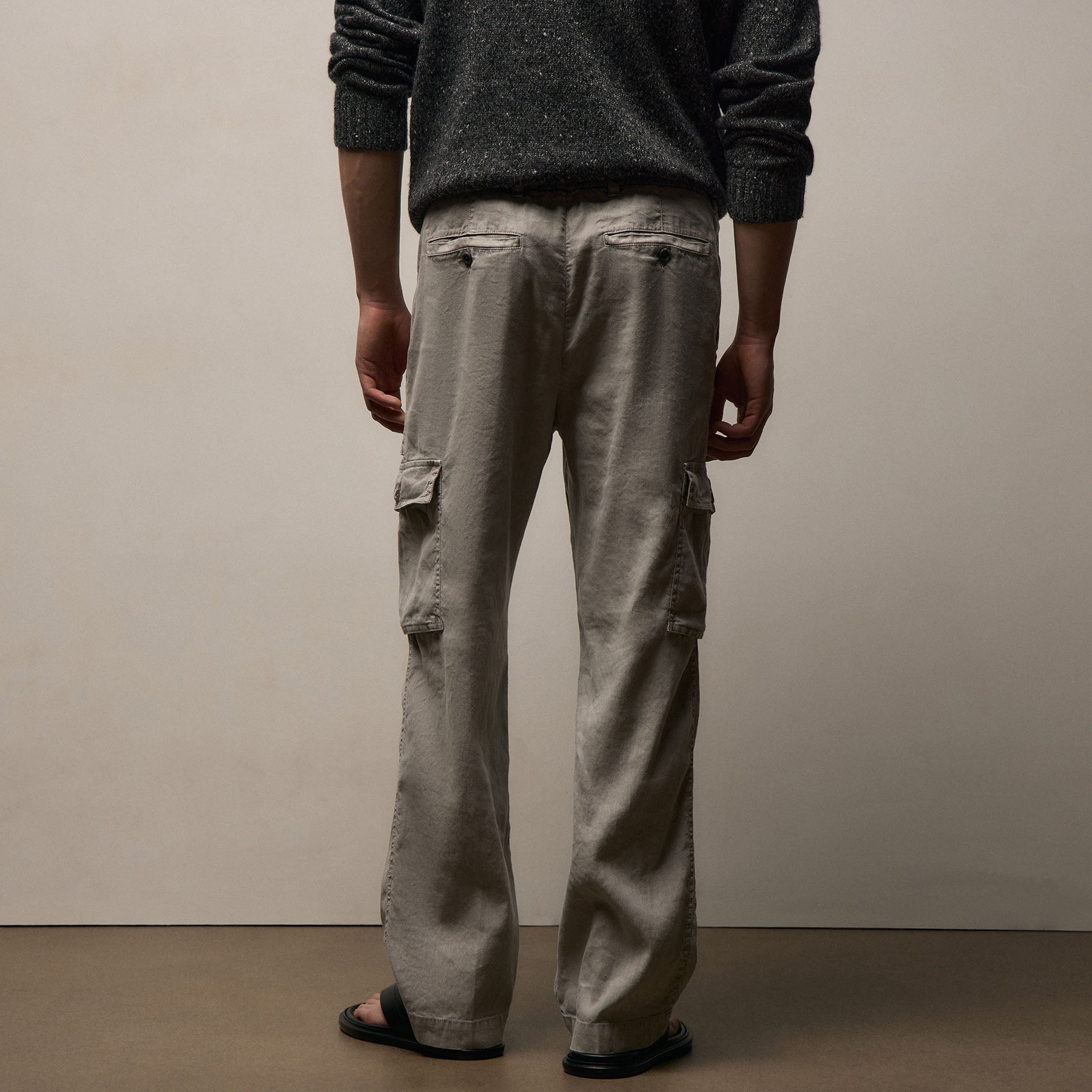 Stretch Linen Cargo Pant - Fog Pigment