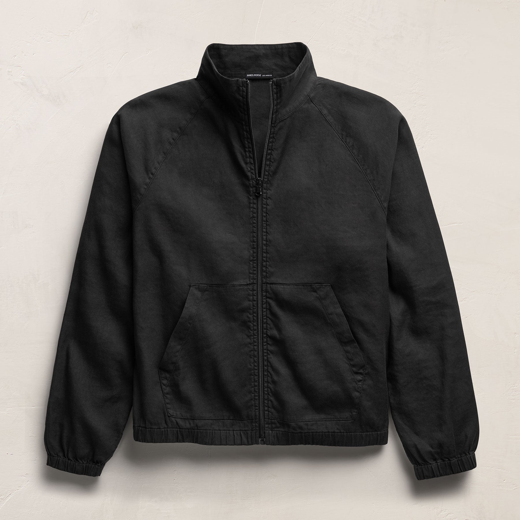 Stretch Linen Track Jacket - Black