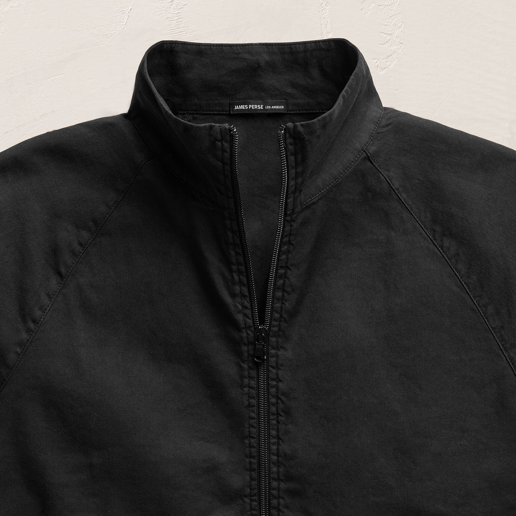 Stretch Linen Track Jacket - Black