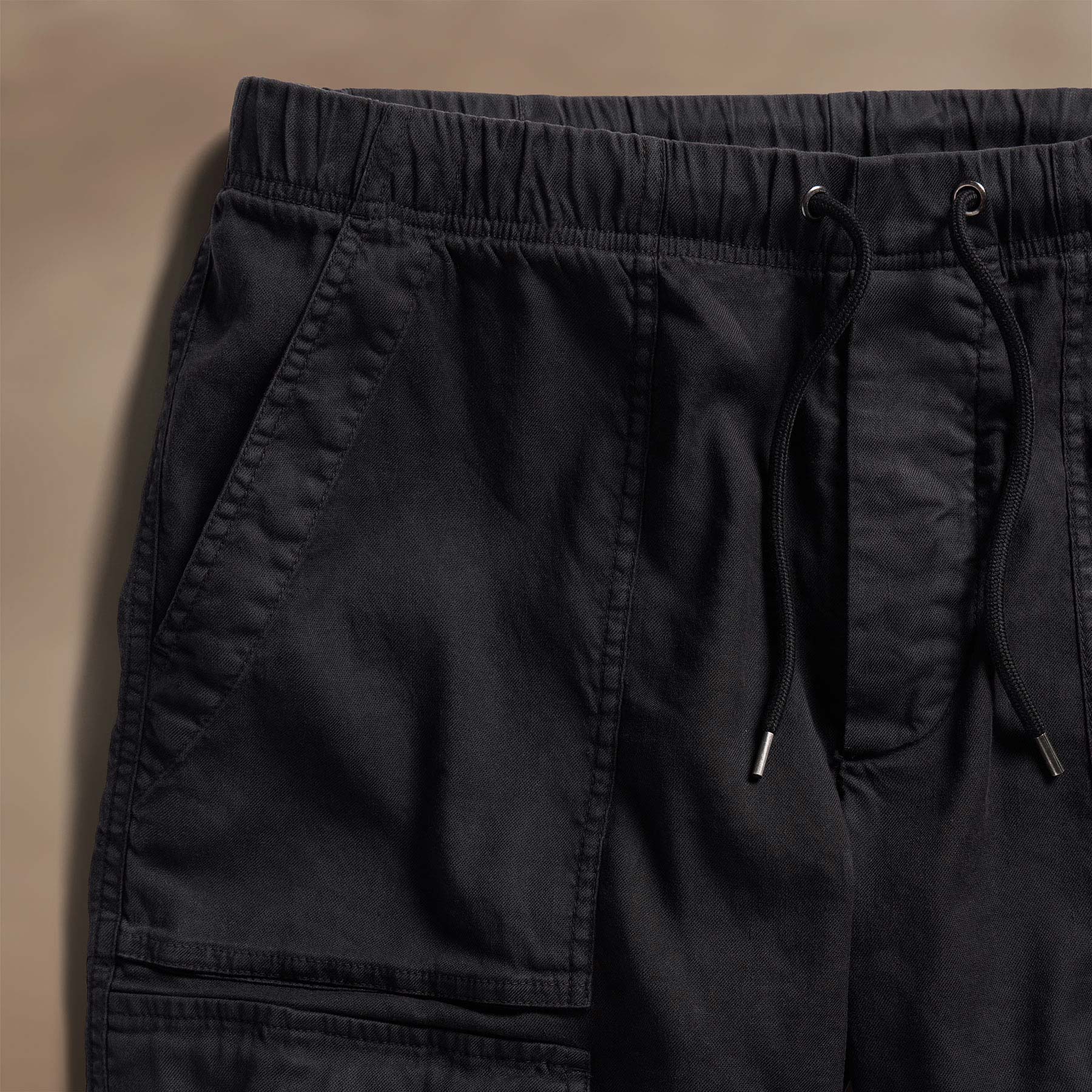 Linen Blend Utility Short - Black