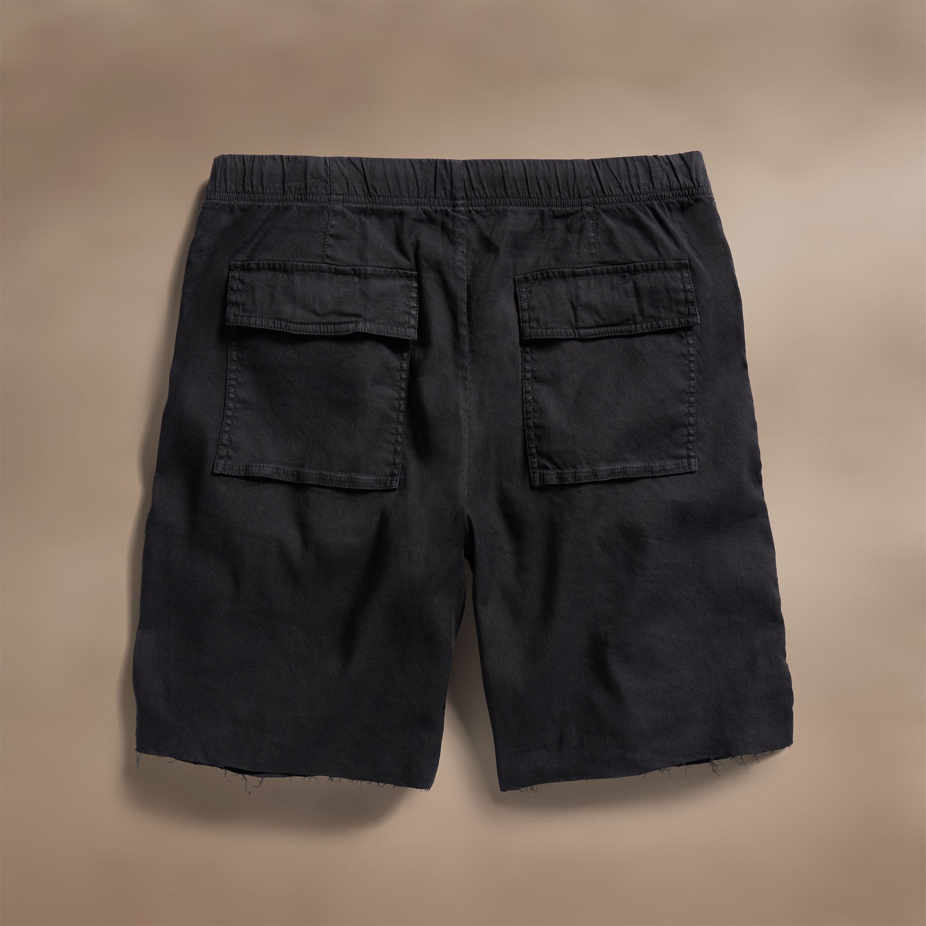 Linen Blend Utility Short - Black