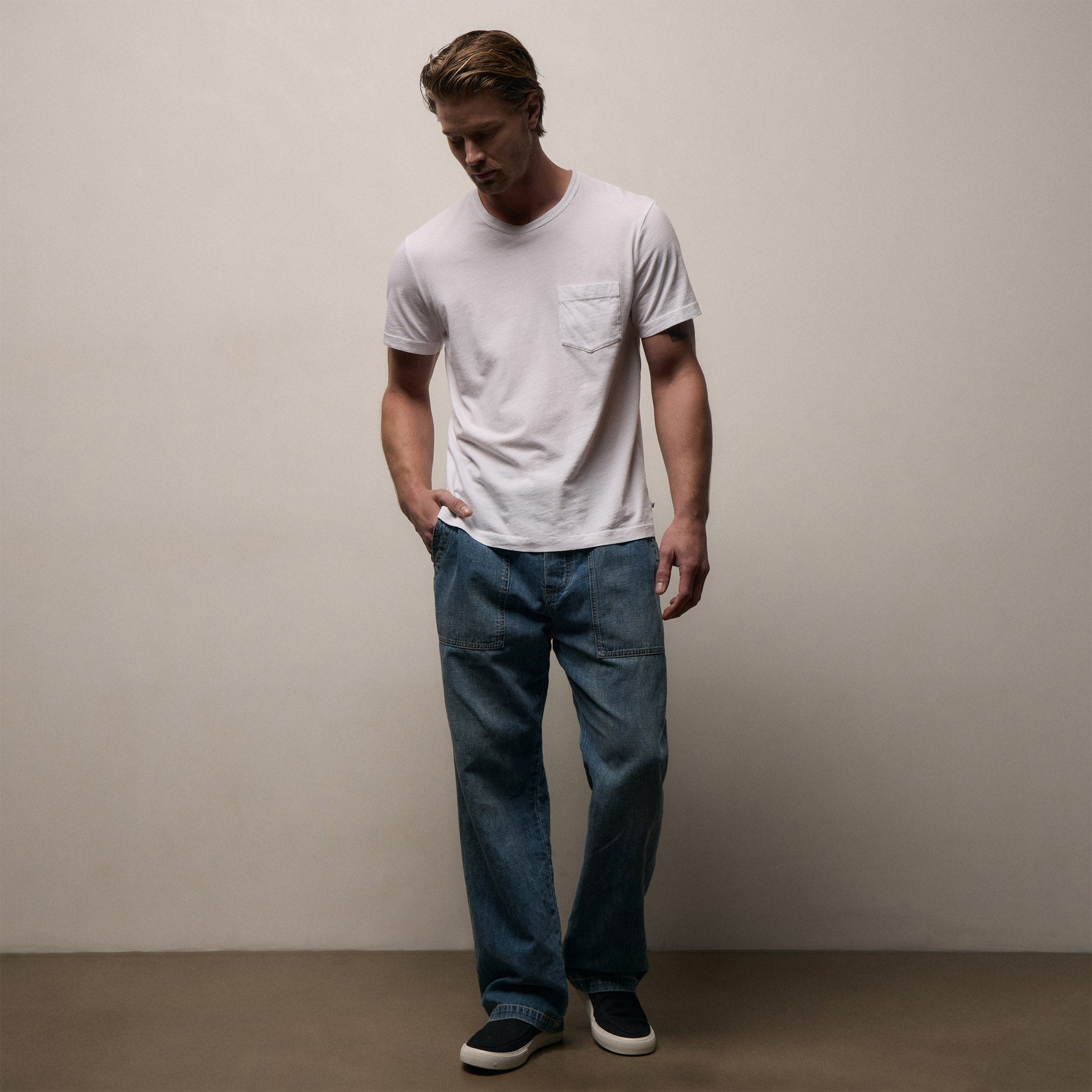 Lightweight Jersey Pocket Tee - White
