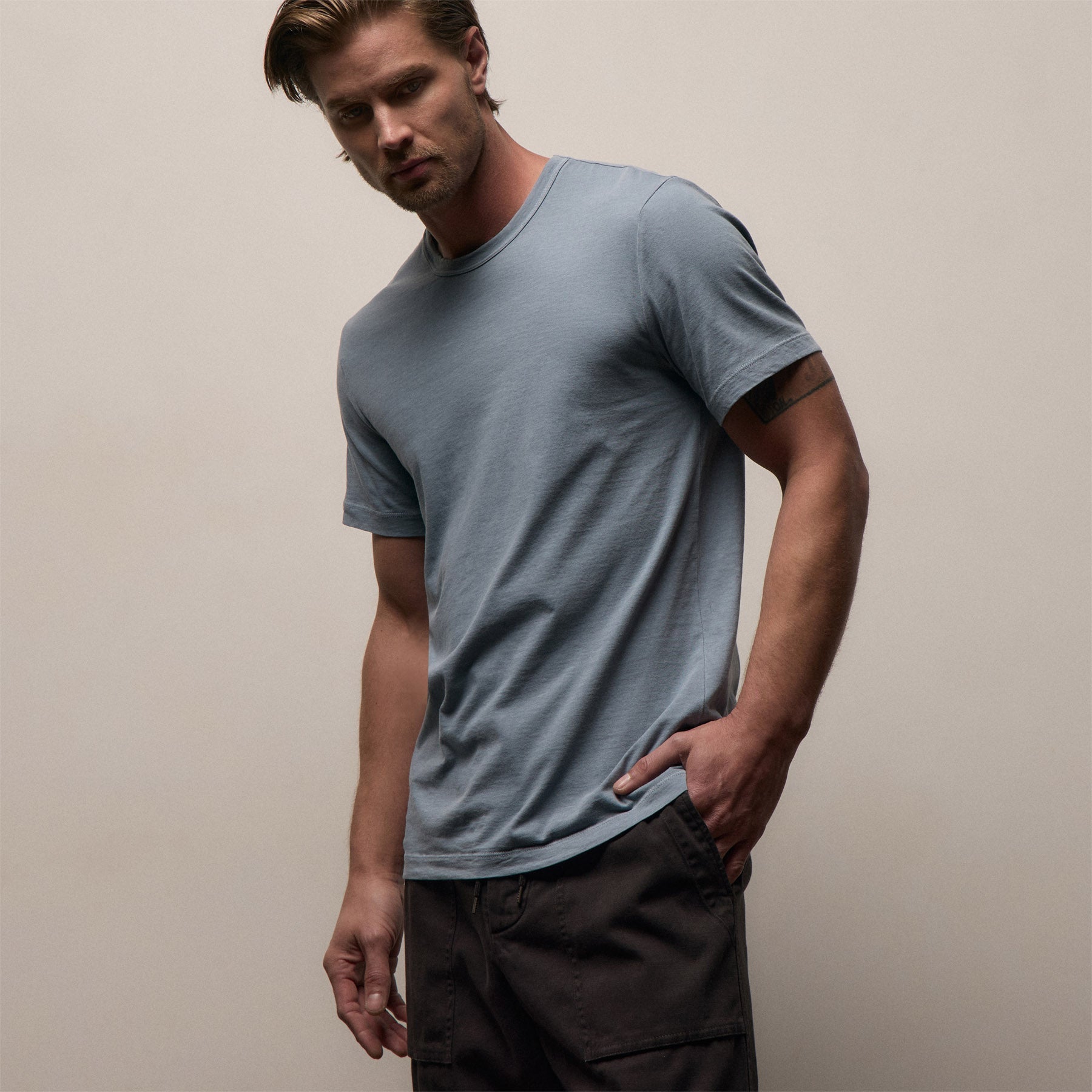 Short Sleeve Crew Neck - Bluestone Pigment